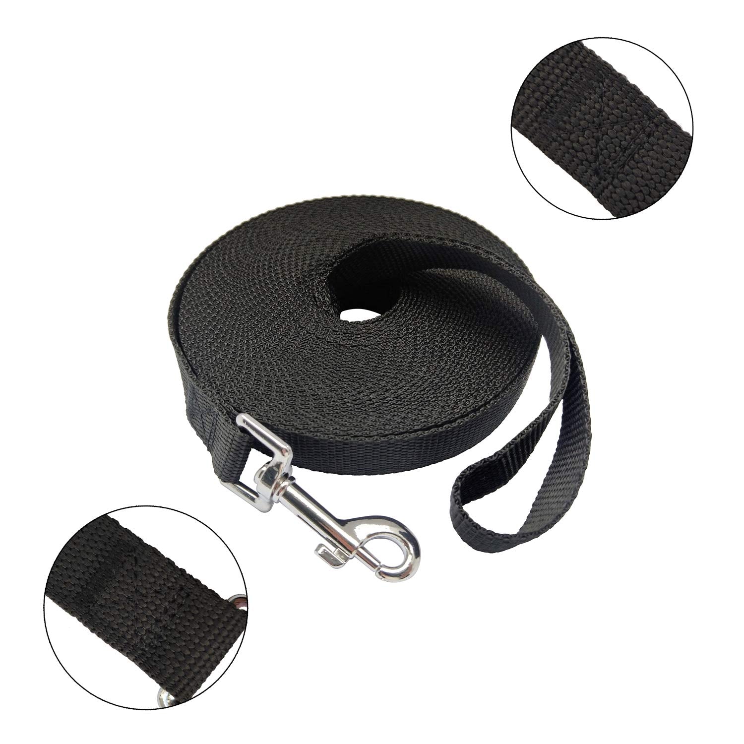 Nylon Training Dog Leash For Small Medium Large Dogs, 15Ft 20Ft 30Ft 50Ft Long Leash Dog/Puppy Lead For Obedience Recall Training, Camping (1' X 30Ft, Black)