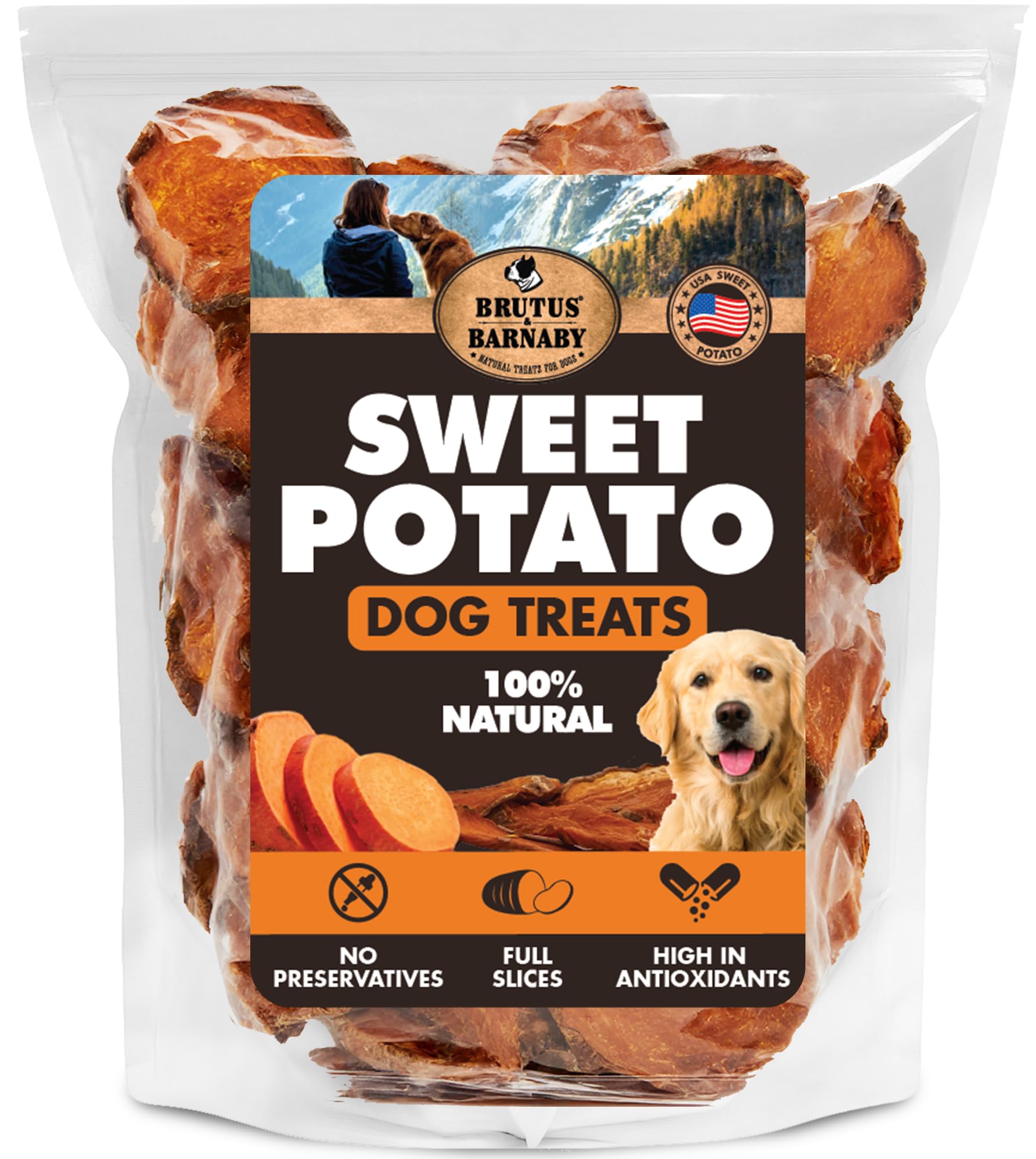 BRUTUS & BARNABY Sweet Potato Dog Treats - Support Sensitive Stomachs with USA-Grown, Hypoallergenic Treats That Smell as Good a