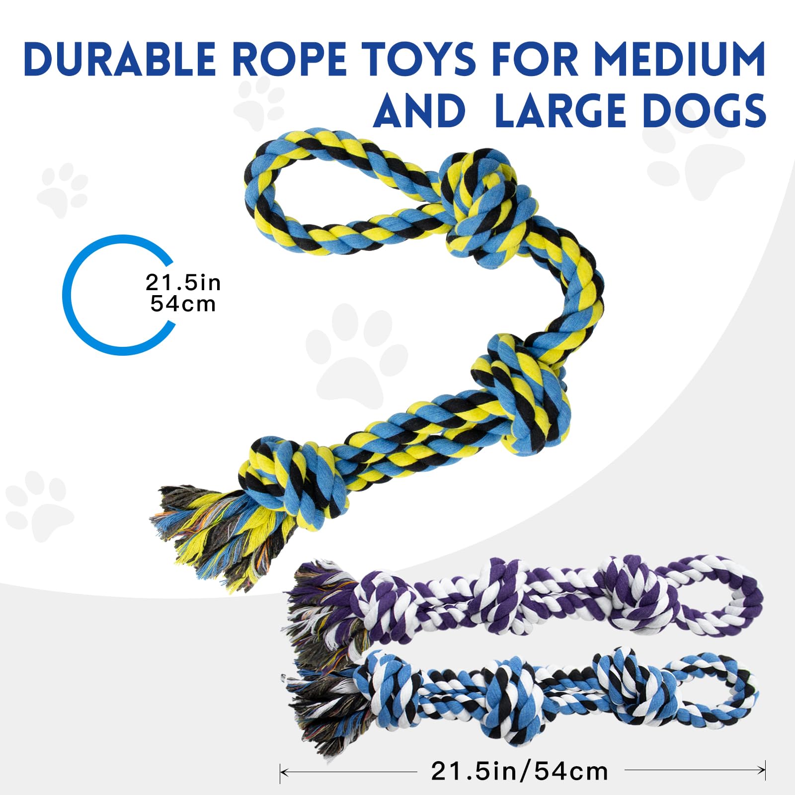 Wdzzhot [3 Pack] Dog Rope Toys For Large And Medium Aggressive Chewers, Nearly Indestructible Rope Chew Toys, Heavy Duty 100% Co
