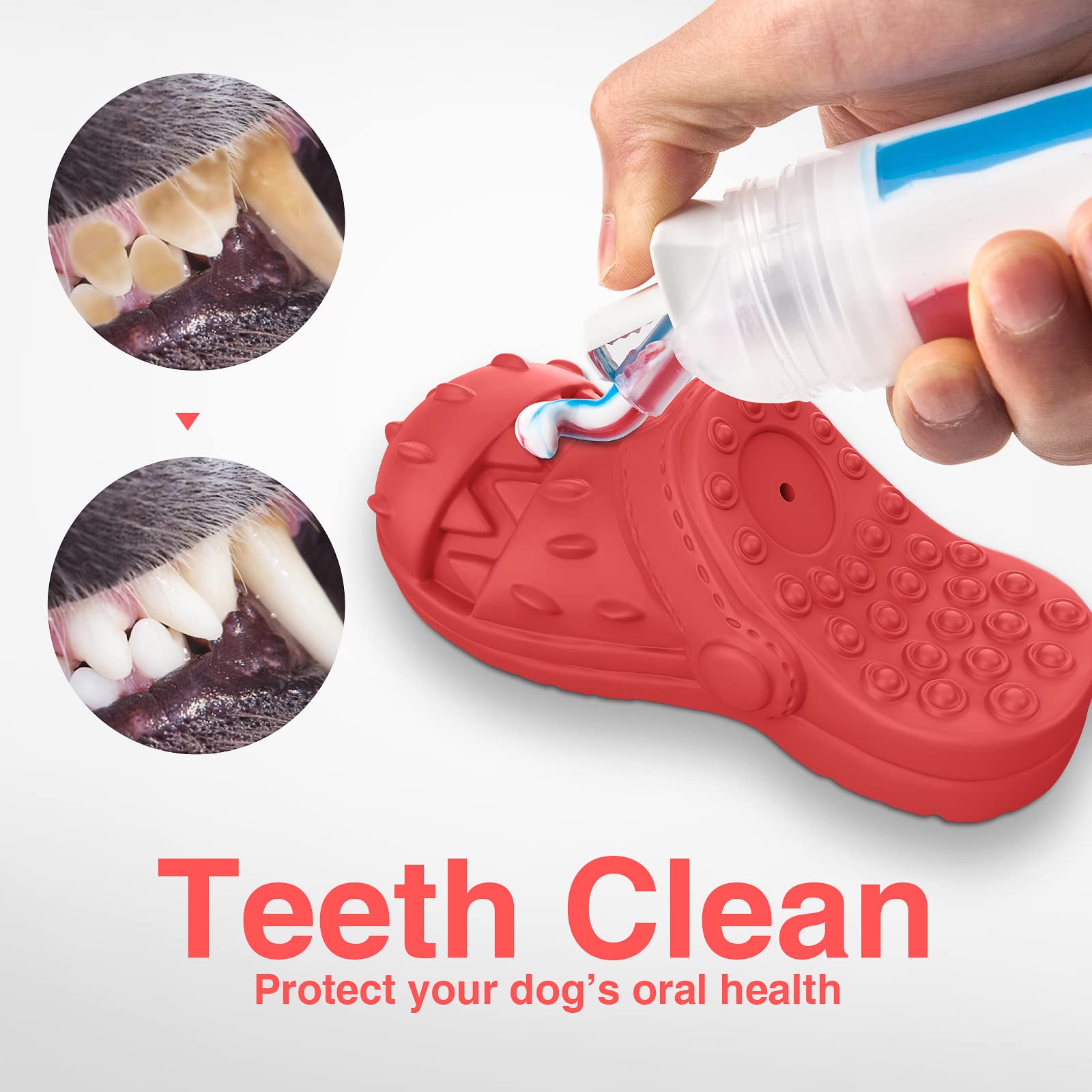 Izetianzhe Indestructible Squeaky Dog Toys For Aggressive Chewers - Tough Heavy Duty Dog Toys (Slipper-Red)
