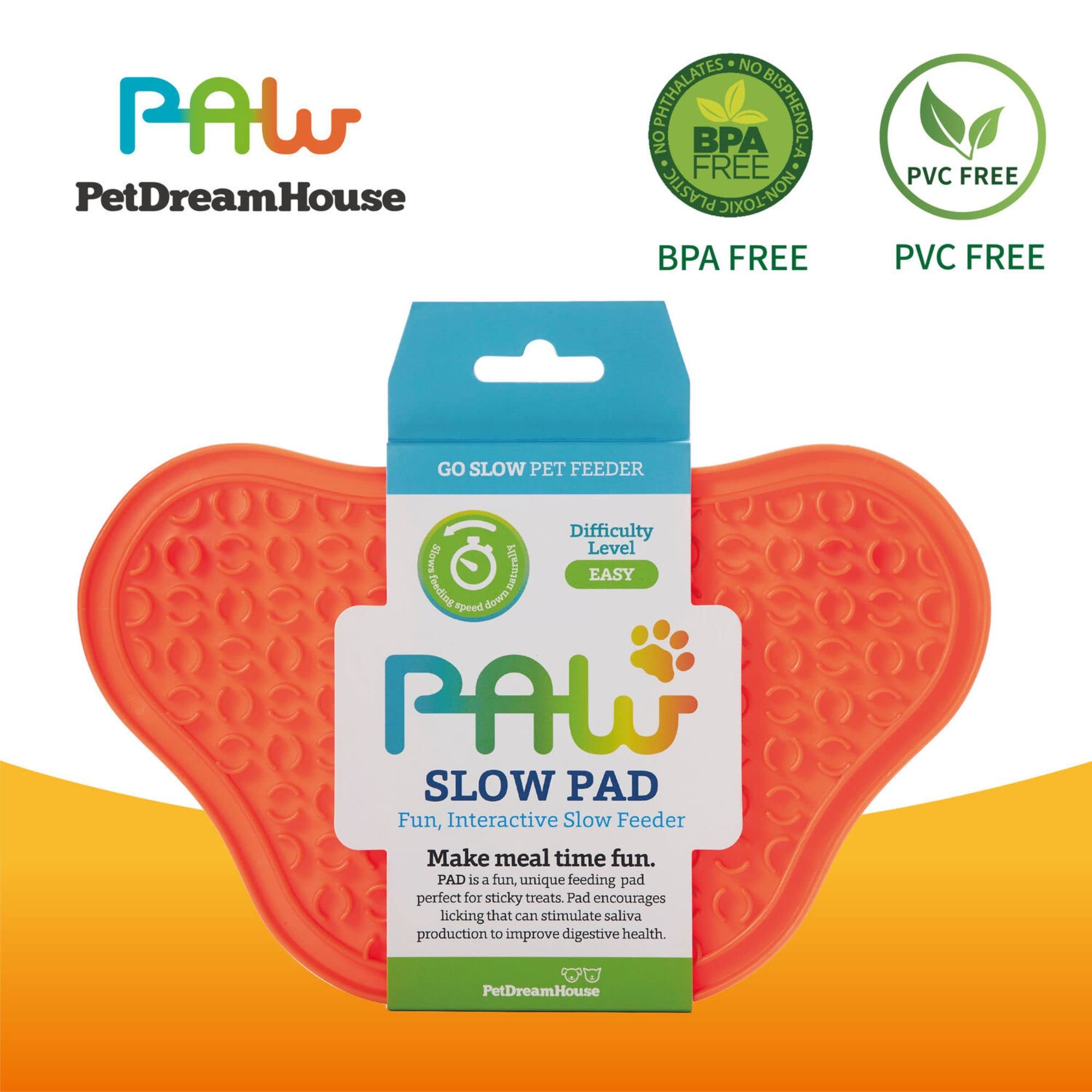 PetDreamHouse Lick Paw Pad & Slow Feeder for Dogs, Anti-Boredom, Distraction Mat, Reduces Anxiety w/Stress-Relief Stimulating Li