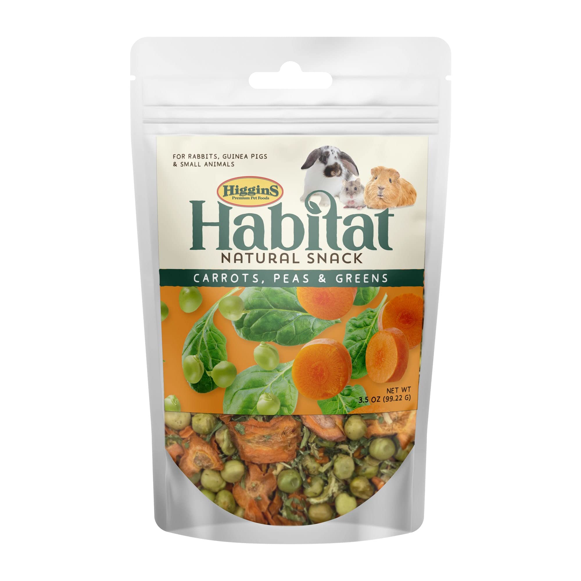 Higgins Habitat Natural Snack Carrots Peas & Greens Treats for Rabbit 3.5 oz.