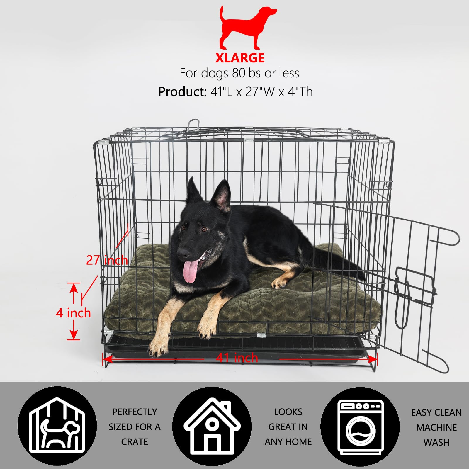 Necesitar Large Dog Crate Bed 42 Inch Washable Soft And Fluffy Dog Mats For Cages Up To 90 Lbs Pet Pillows For Crate Tire Printi