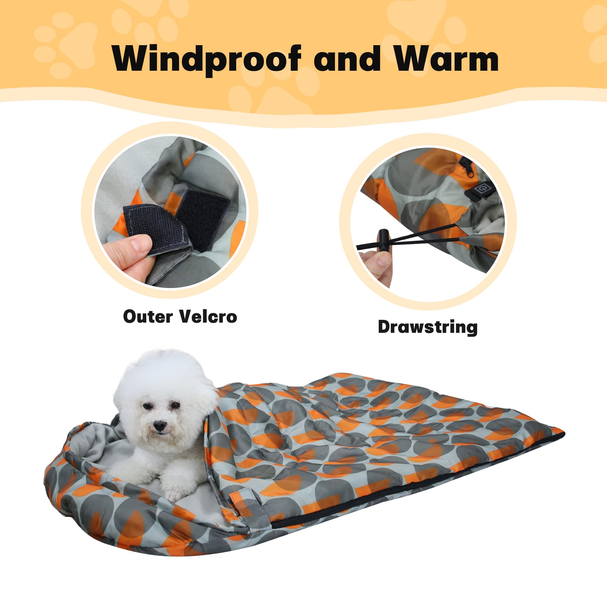 Geerduo Heating Dog Sleeping Bag, Waterproof Warm Packable Dog Bed Mat With Storage Bag For Indoor Outdoor Travel Camping Hiking