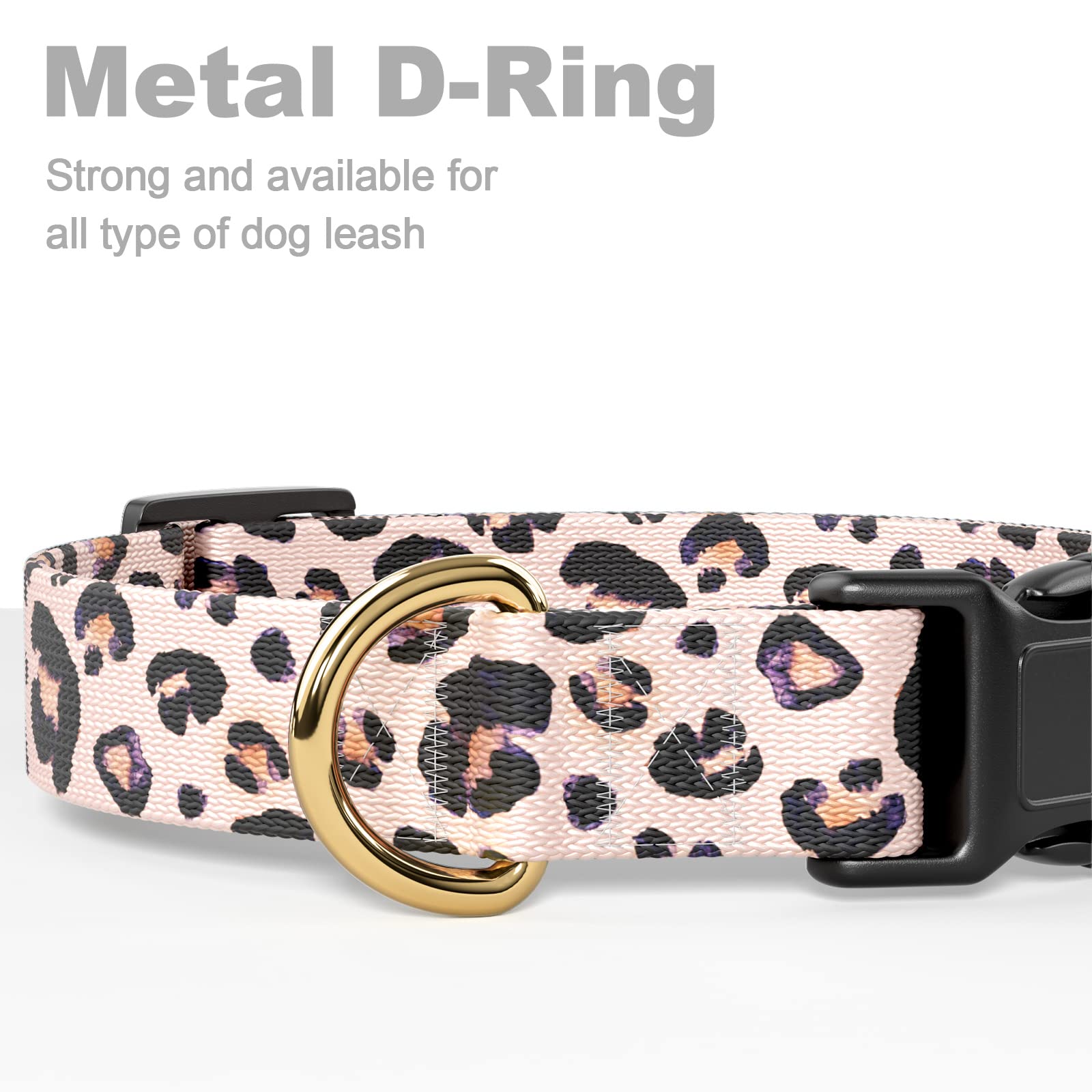 Rnivvi Dog Collar For Large Dogs, Cute Leopard Heavy Duty Adjustable Puppy Collar With Quick Release Buckle For Boy Girl & Femal