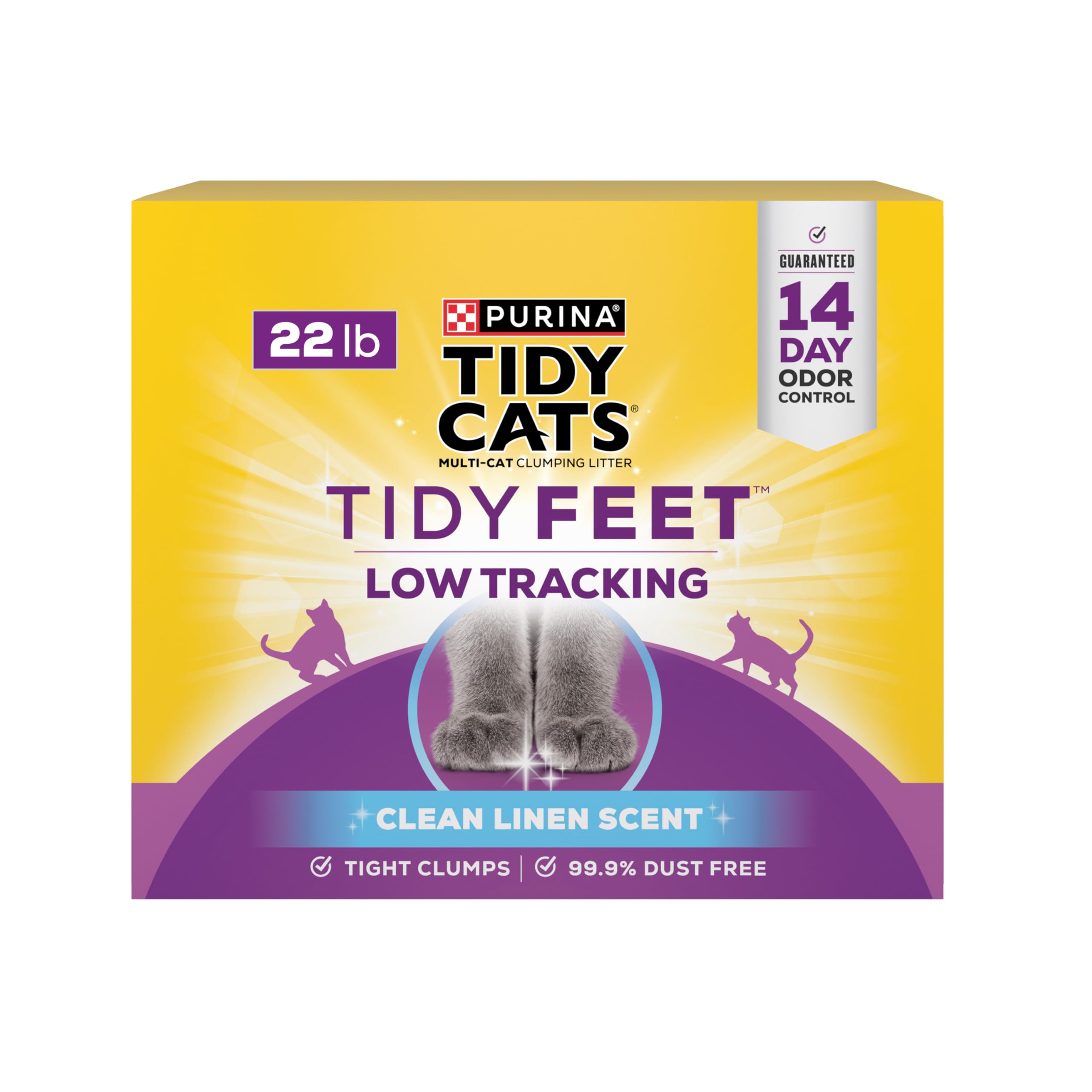 Purina Tidy Cats Tidy Feet Clumping Low Tracking Cat Litter With Odor Control - Clean Linen Scent - 22 lb. Box