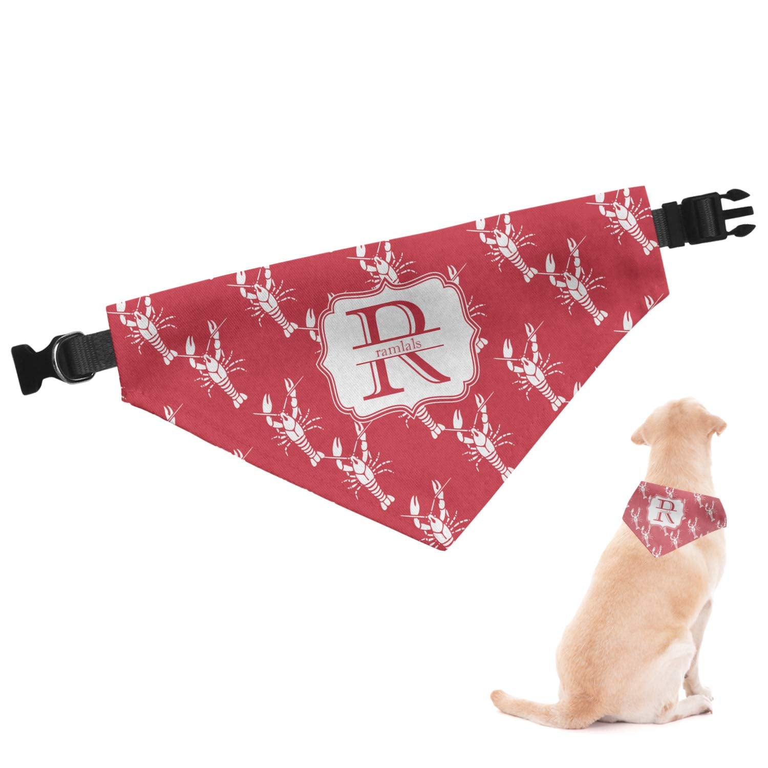 Rnk Shops Personalized Crawfish Dog Bandana - Small