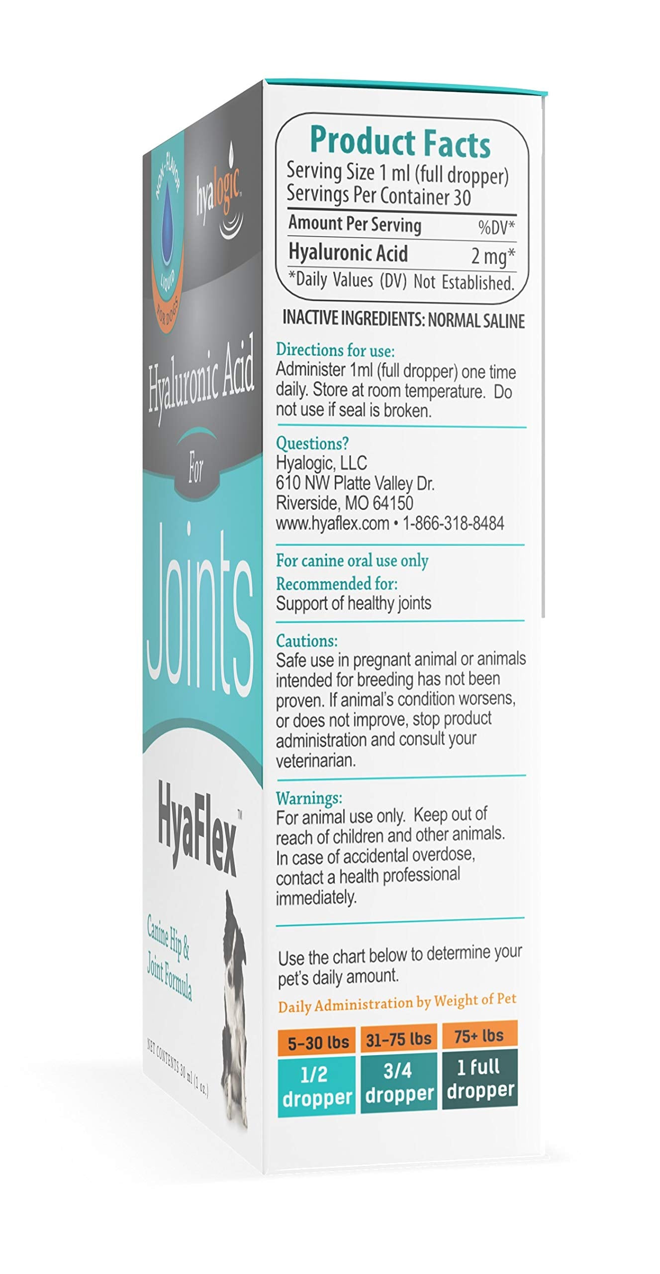 Hyalogic HyaFlex Hyaluronic Acid for Dogs - Joint Supplement for Mobility - 1 oz