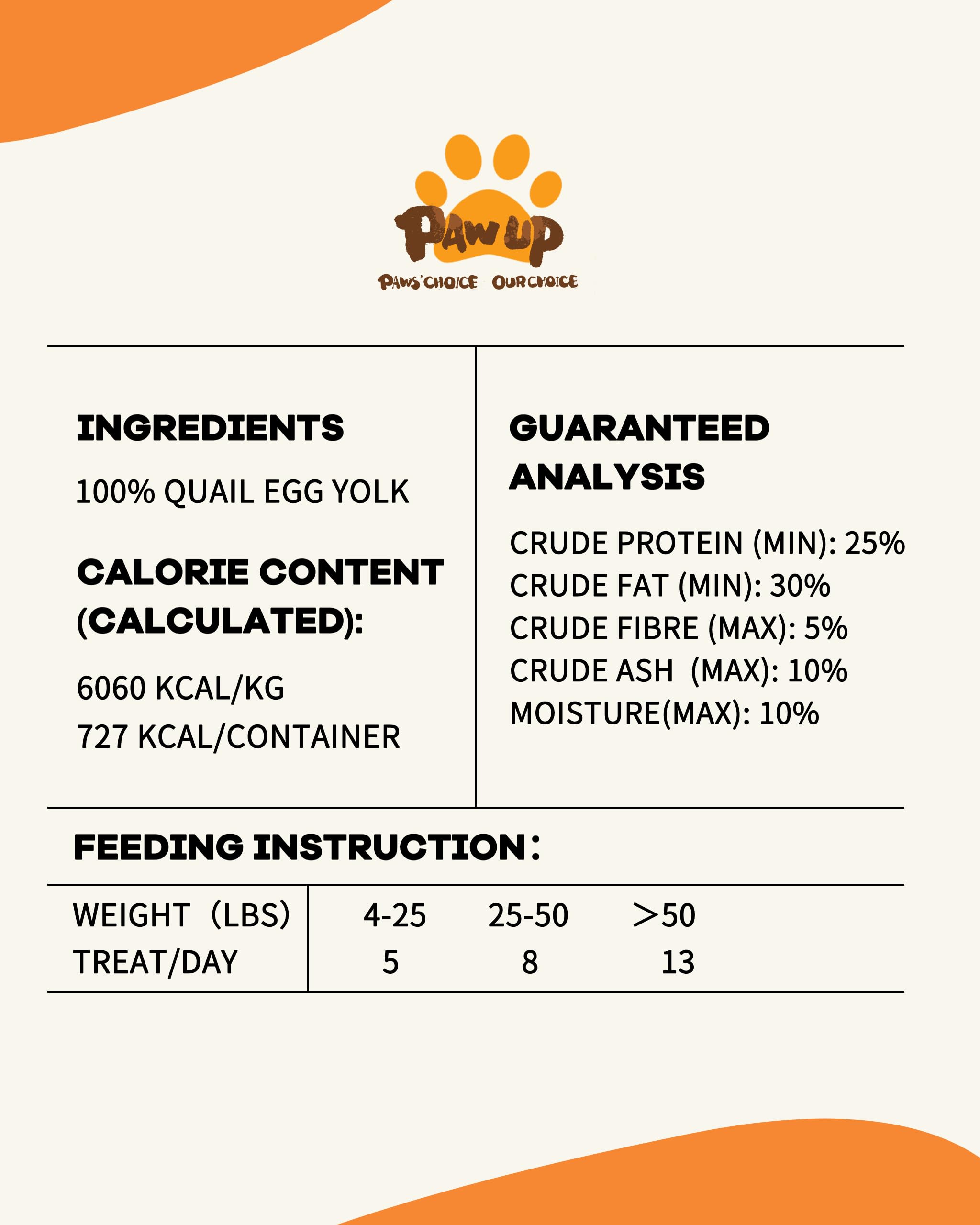 PAWUP Freeze Dried Cat & Dog Treats, Natural Quail Egg Yolk, Single Ingredient, High-Protein Pet Snacks for Skin & Coat Health,