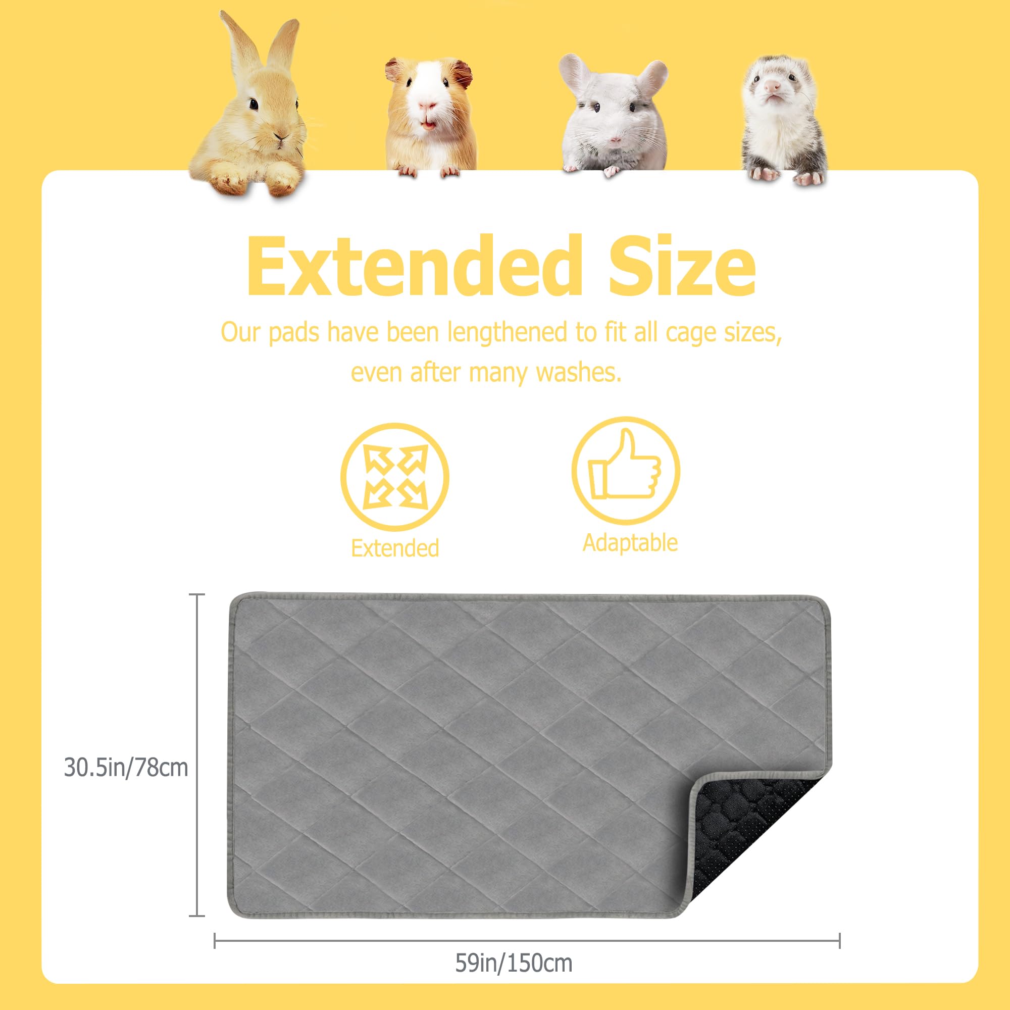 Guinea Pig Bedding, Fleece Cage Liner, C&C 2X4 59X31In Super Absorbent & Odor Control & Washable & Reusable Guinea Pig Liner, Pe