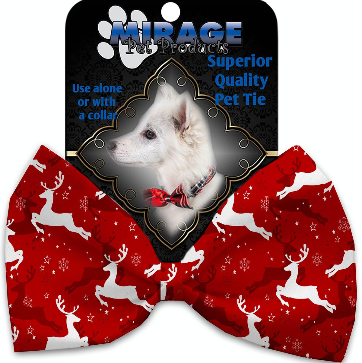 Christmas Pet, Dog & Cat Bow Ties, &quot;Candy Cane Lane Group&quot; *Available in 8 different print options!* Elastic Band Dancing Reindeer