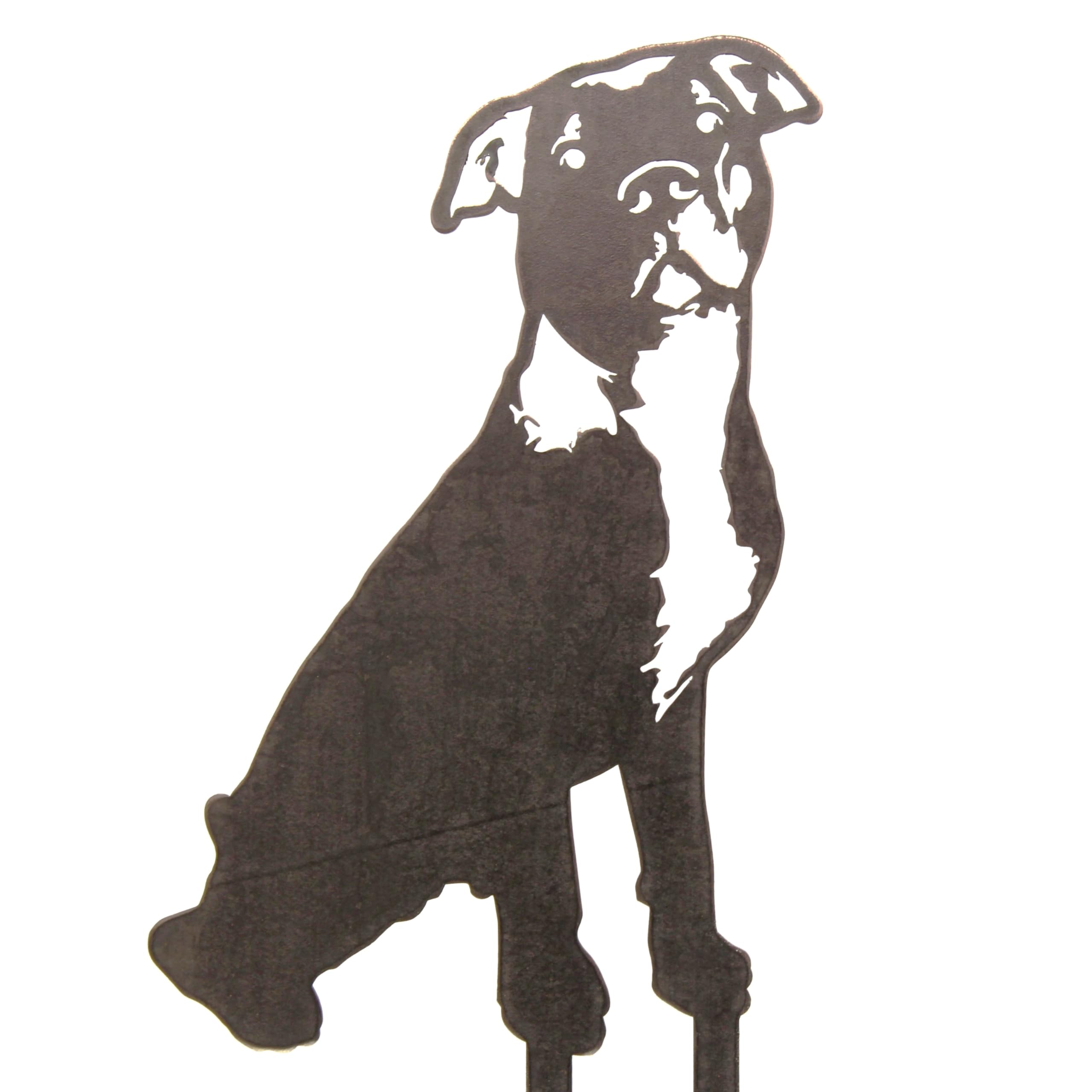 My Metal Rescue Corten Steel American Pit Bull Terrier Dog Silhouette Yard Stake (Large)