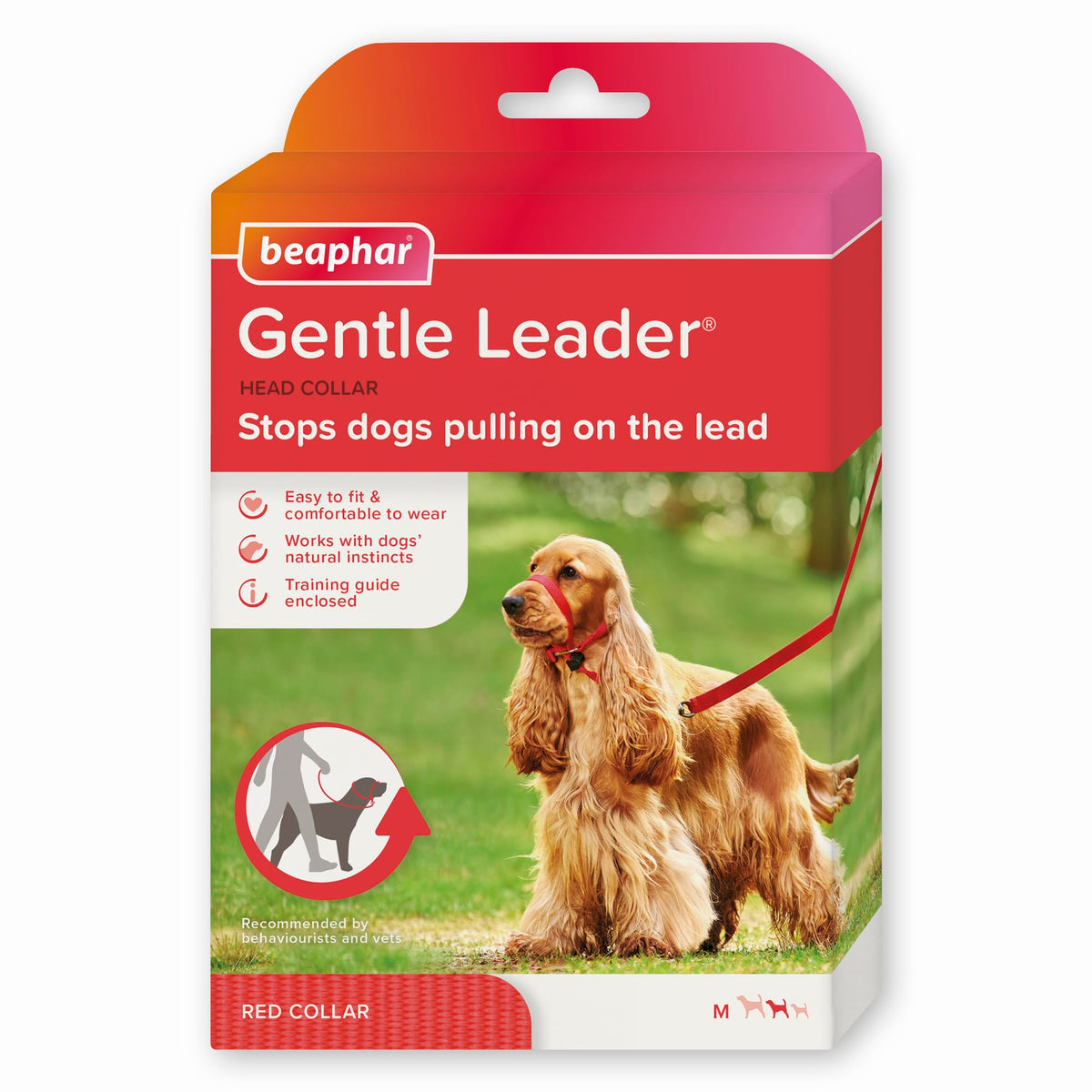 Beaphar | Gentle Leader | Head Collar For Medium Dogs | Stops Pulling On The Lead | Training Aid With Immediate Effect | Endorsed By Behaviourists | Red X 1