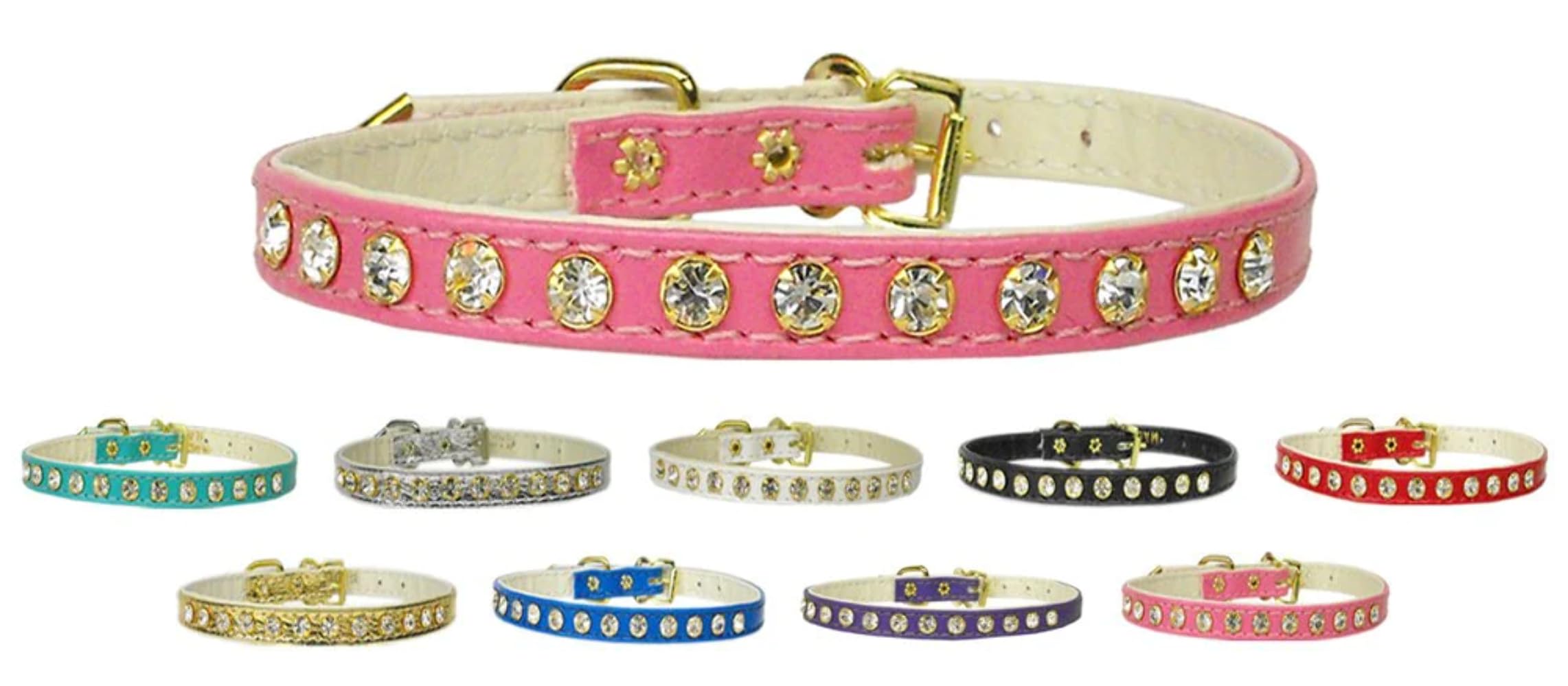 Dog, Puppy & Pet Collar, 10 Clear Crystal Jewelry Set Gold 8