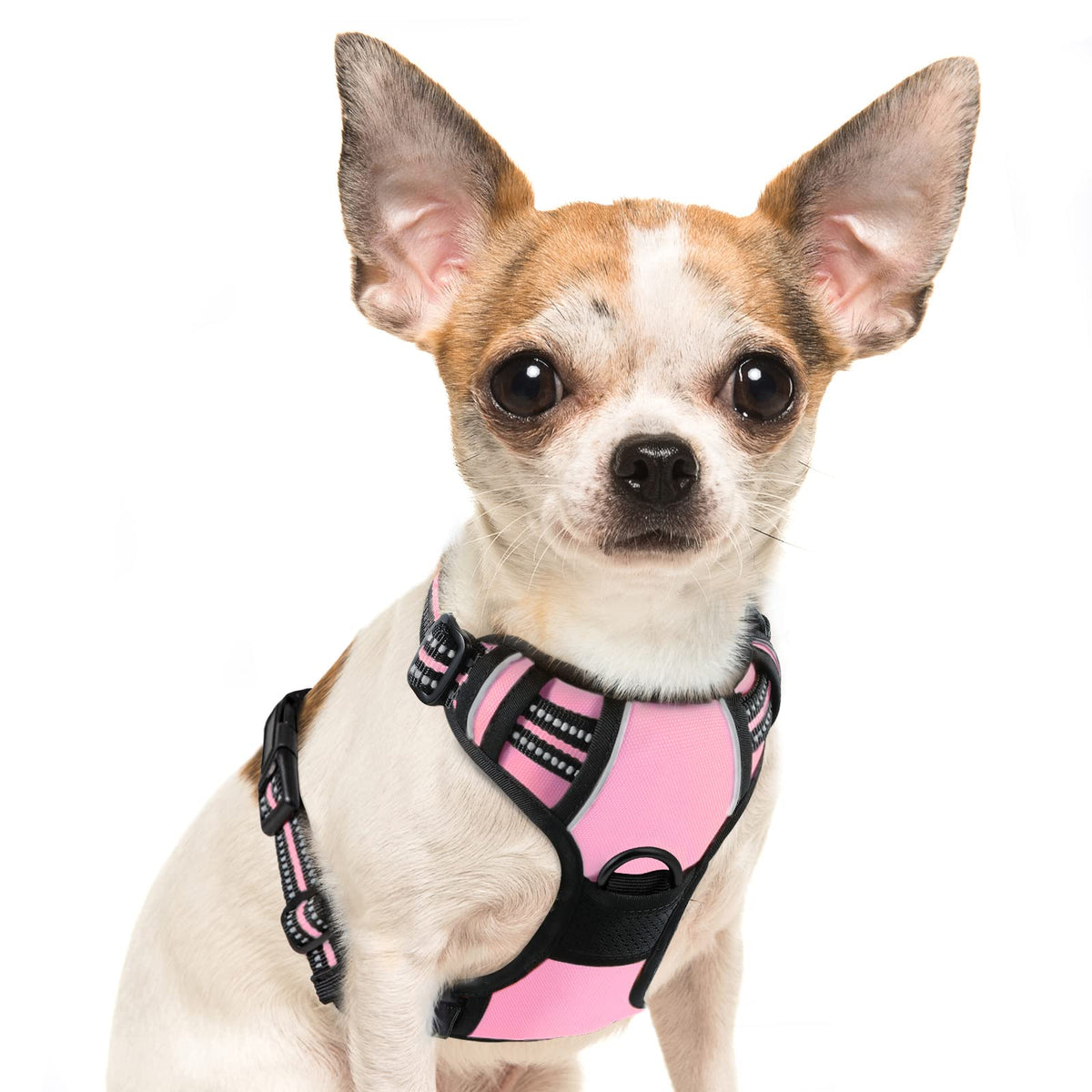 Eagloo Dog Harness Small Sized Dog, No Pull Service Vest With Reflective Strips And Control Handle, Adjustable And Comfortable For Easy Walking, No Choke Pet Harness With 2 Metal Rings, Pink, S