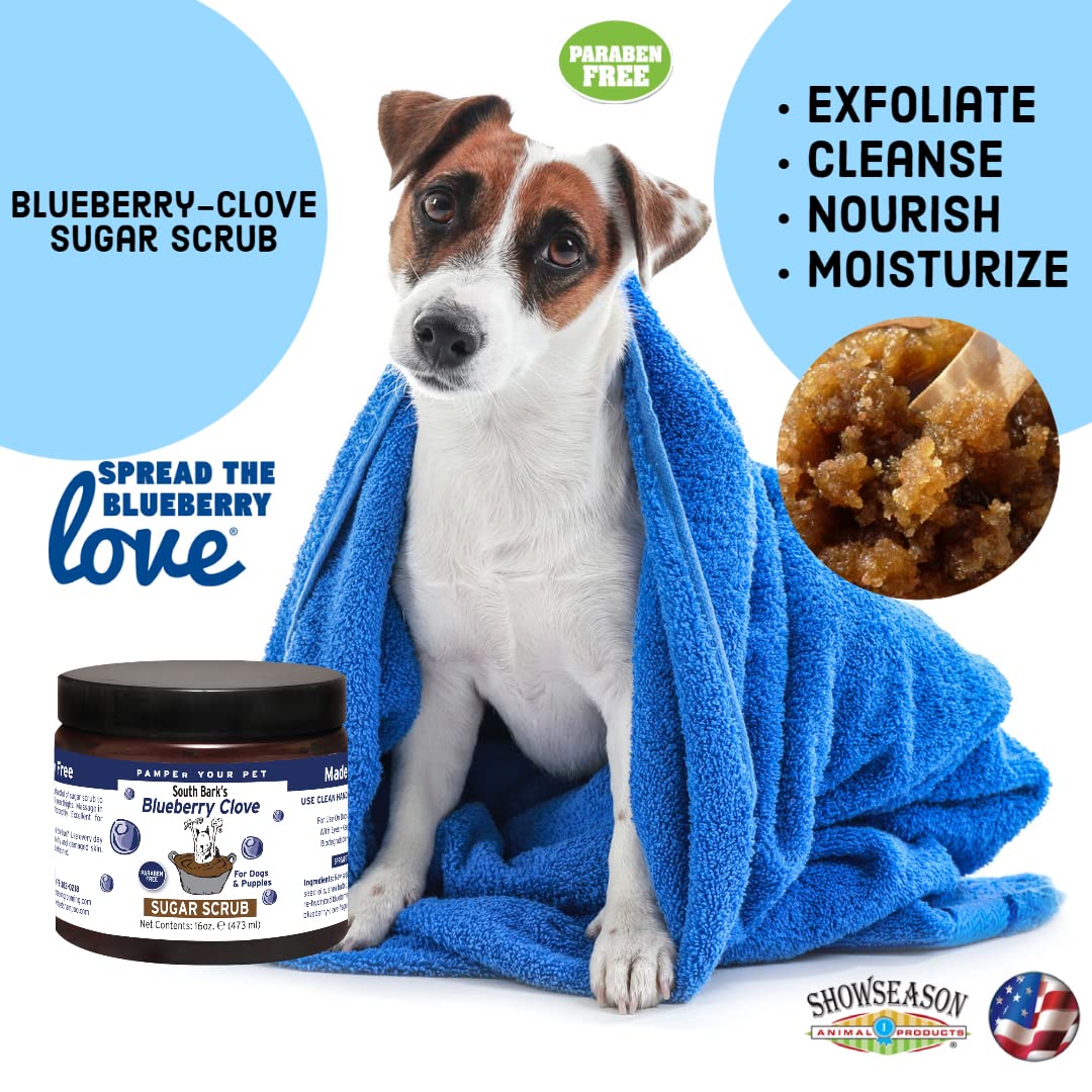 Showseason Animal Products Blueberry-Clove Sugar Scrub for Dogs, 16 oz, Paraben-Free, Non-Toxic, Biodegradable, Sugary Brown