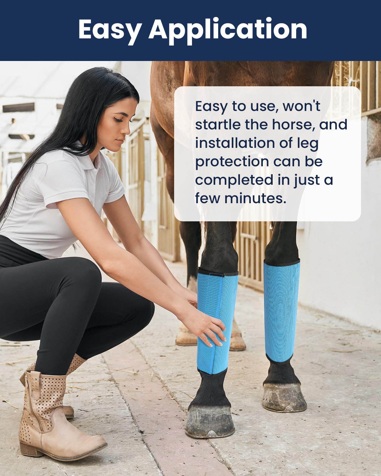 Huimpet Premium Horse Fly Boots, Ultimate Protection Set for Horse Legs - Breathable Mesh, Stay-on Design, Stomp Reduction (Set