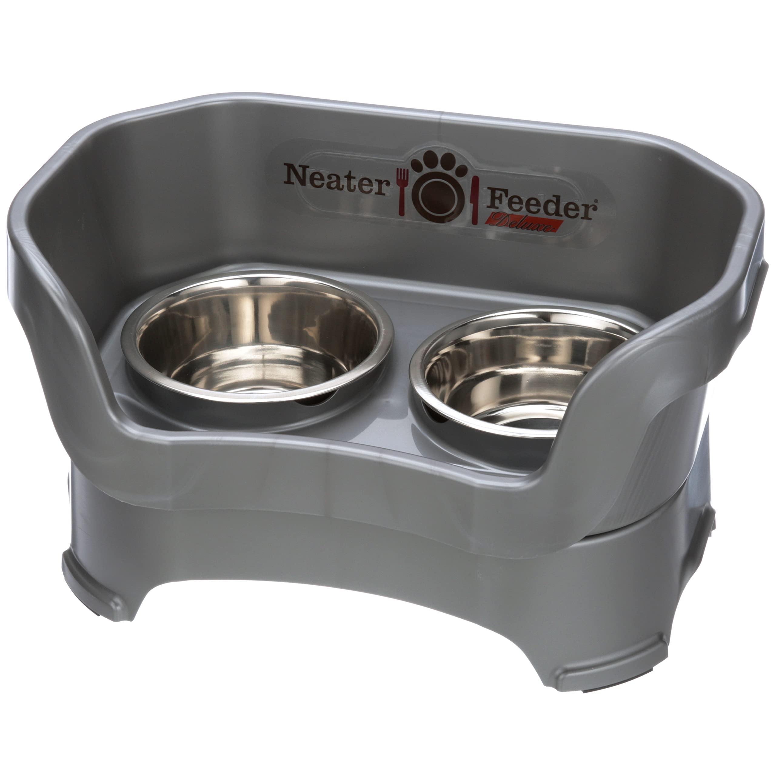 Neater Feeder Deluxe Mess Proof Dog Bowls Elevated Medium Sized Dog Breed - Made in USA - No Spill Raised Dog Food Bowl Stand -