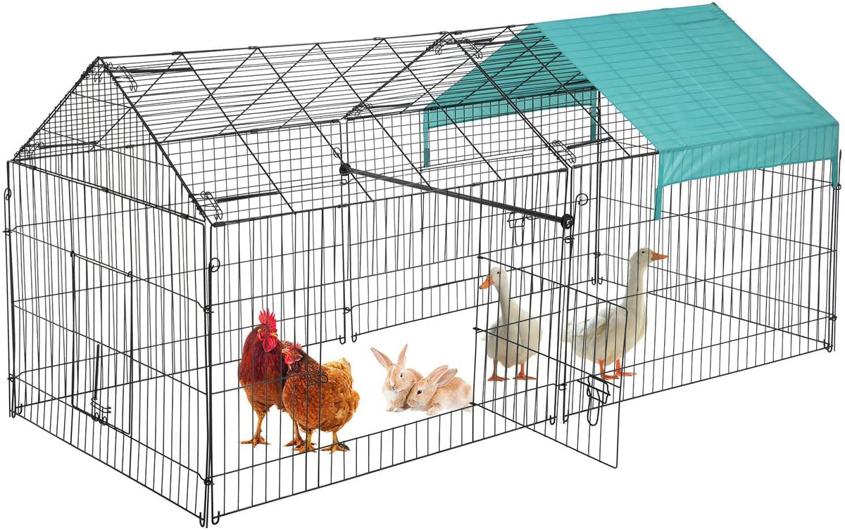 Bestpet Large Metal Chicken Coop, Chicken Run Outdoor Walk-In Poultry Cage Duck Coop Chicken Pen Pet Playpen W/Door & Cover Rabbit Enclosure For Backyard Farm (88' X 41' With Roof)