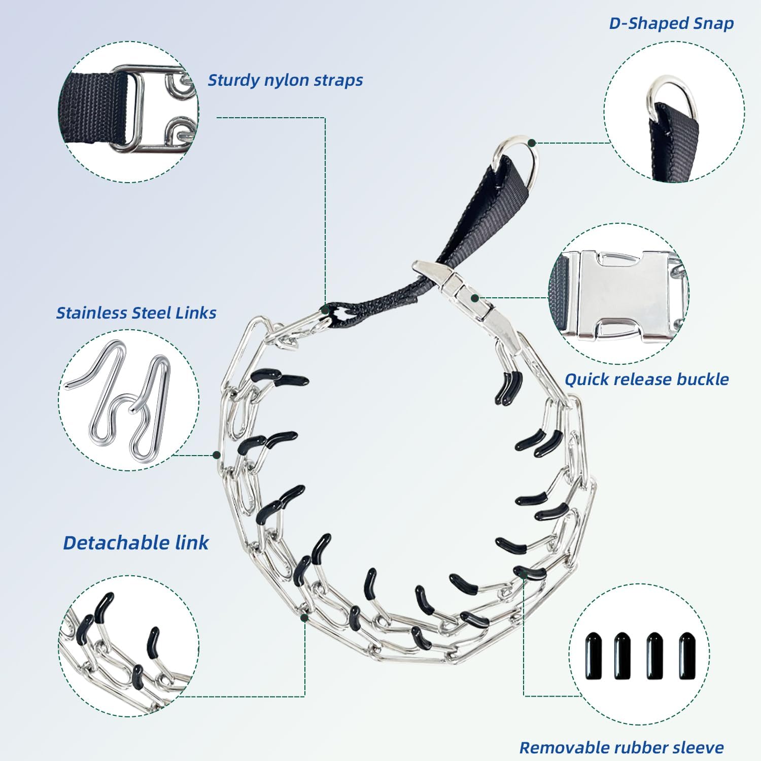 Prong Training Collar For Dogs, Adjustable Dog Pinch Collar With Quick Release Buckle, Dog Training Collar For Small Medium Larg