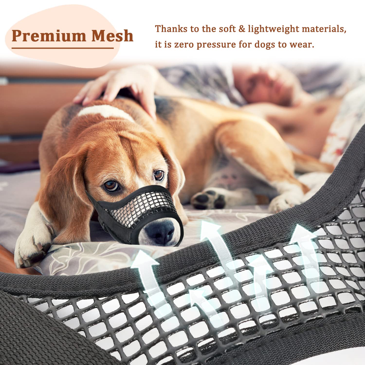 Mayerzon Dog Muzzle, Breathable Mesh Puppy Muzzles For Small Medium Large Dogs Jack Russell Terrier Dachshund Beagle Golden Retriever For Biting Chewing Grooming, With Adjustable Hook And Loop