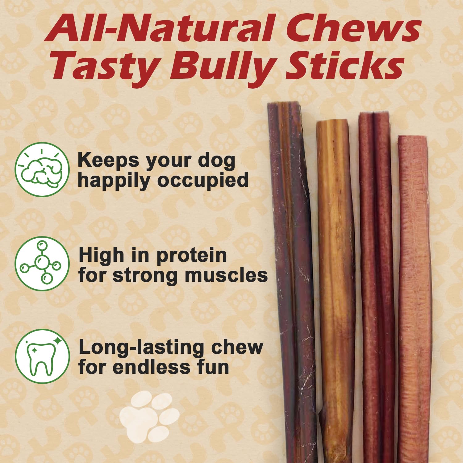PETPURO Bully Sticks for Dogs 6 inch, 25 Pieces Grass Fed Beef Dog Chews, Bully Sticks for Small and Medium Breeds, Lower Odor L