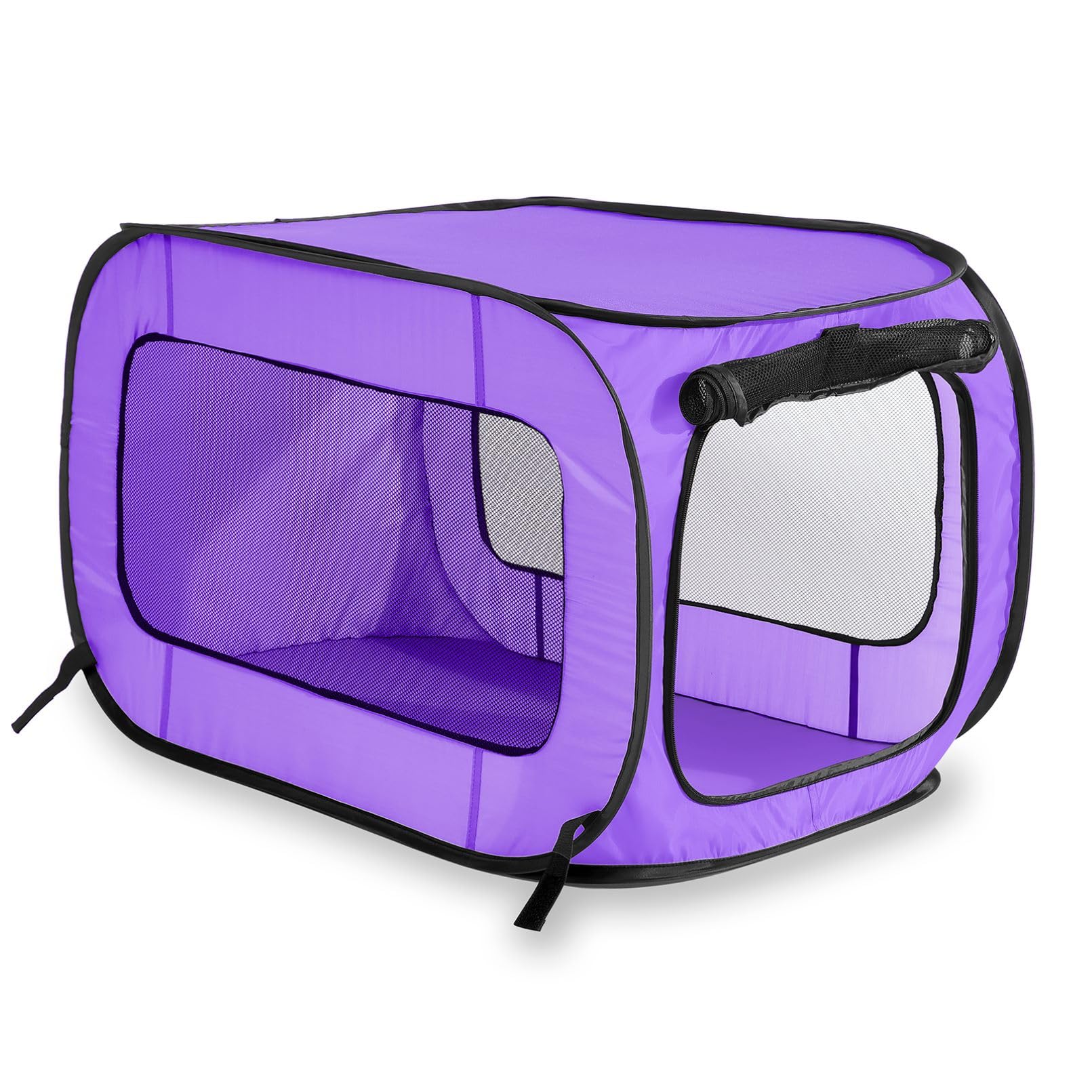 Beatrice Home Fashions Portable, Collapsible, Pop Up Kennel Travel Cat And Dog Crate, 24' L X 16.6' W X 16' H, Purple