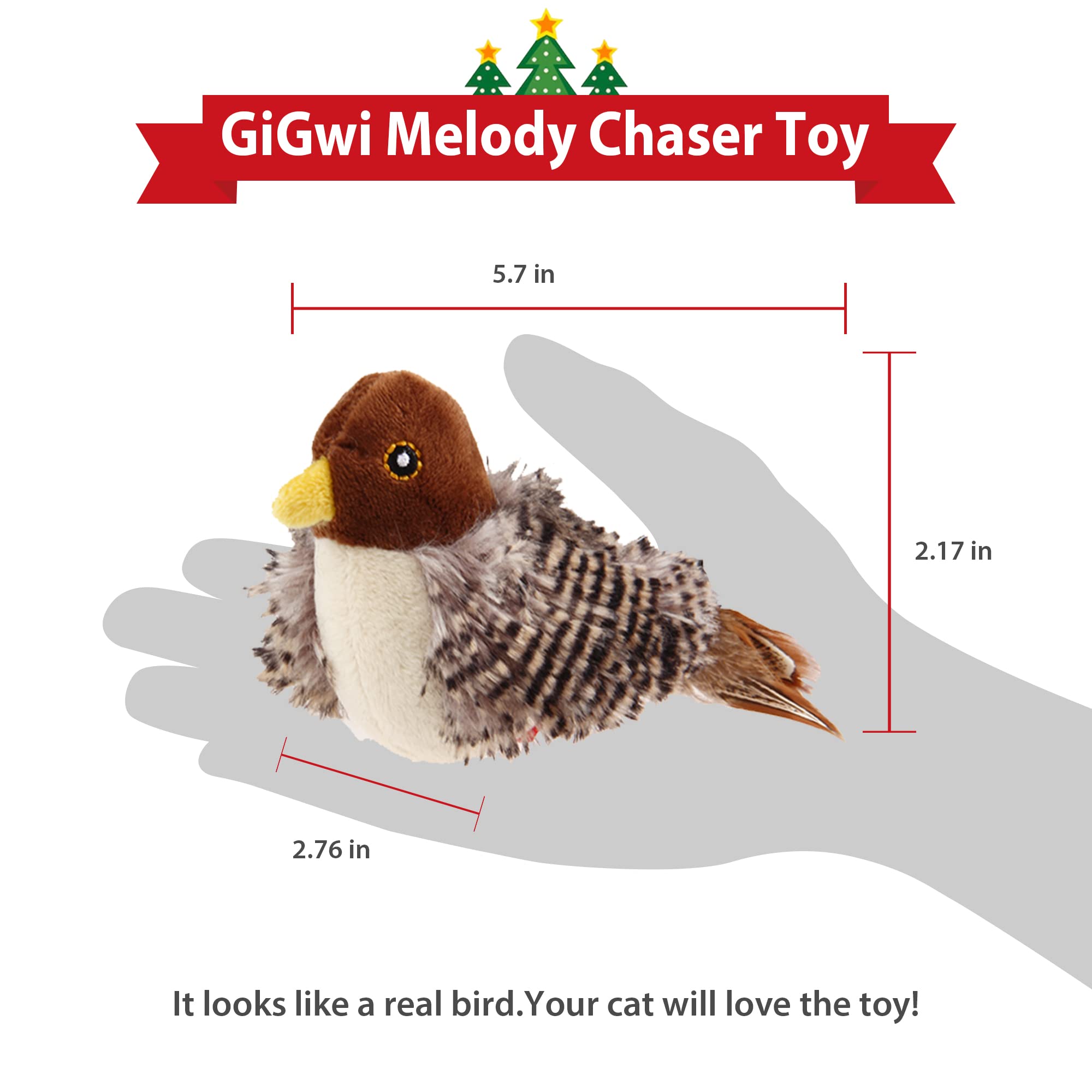 Gigwi Chirping Bird Cat Toys For Indoor Cats, Interactive Cat Toy With Real Electronic Squeaky Sound And Feather, Kitten Toys Au