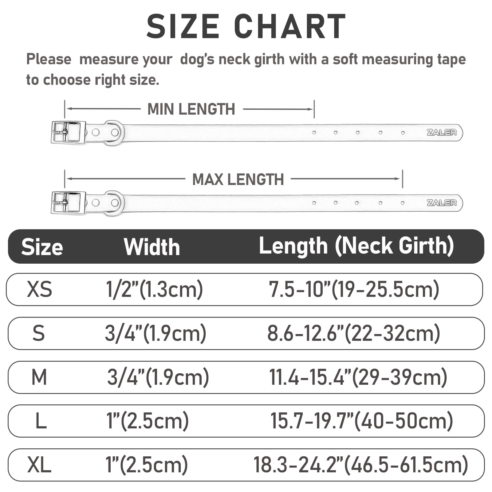 Zaler Waterproof Dog Collar, Adjustable Odor Proof Dog Collars Easy To Clean, Soft Comfortable Pet Collars For Large, Medium Sma