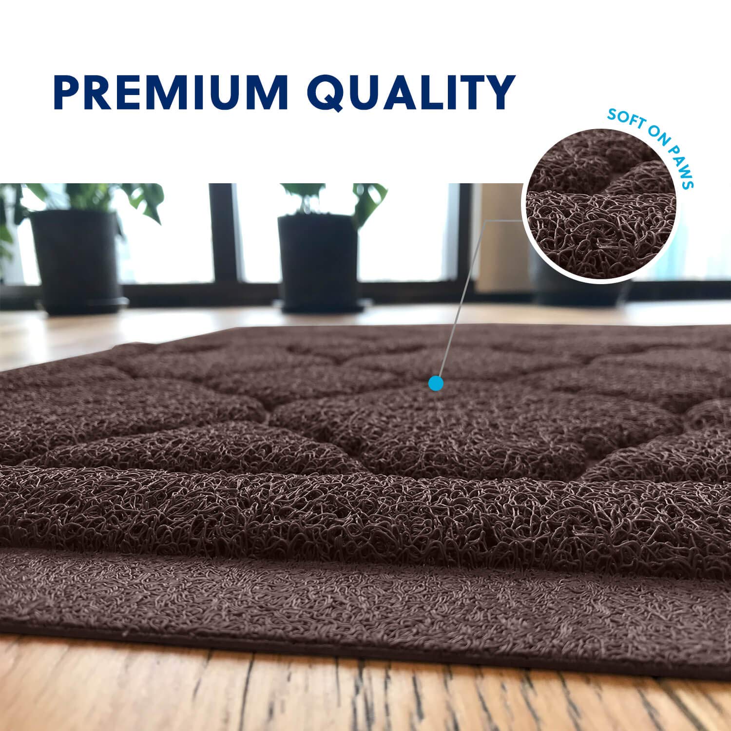 WePet Cat Litter Box Mat - XXL 47" x 36" Durable PVC Pad, Brown, Phthalate Free, Urine-Resistant, Scatter Control