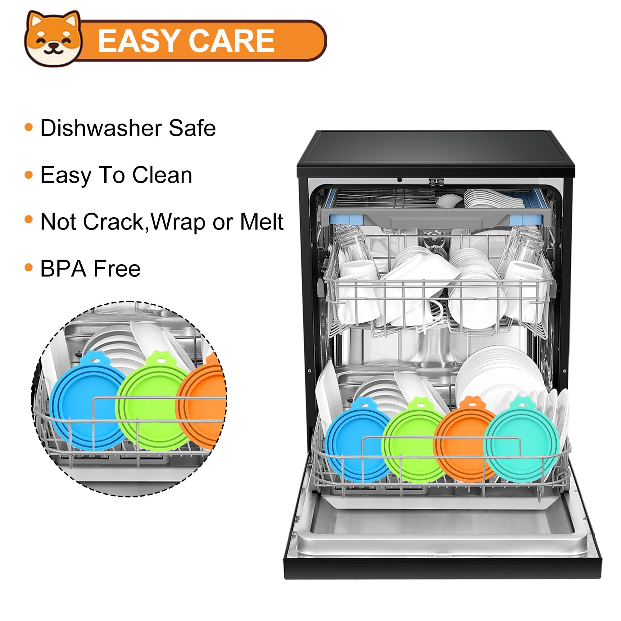 PWOD 2 Pack Pet Food Cans Lids, Silicone Food Can Covers for Dog and Cat, BPA Free/Food Safe/Universal, One Fit Most Standard Si