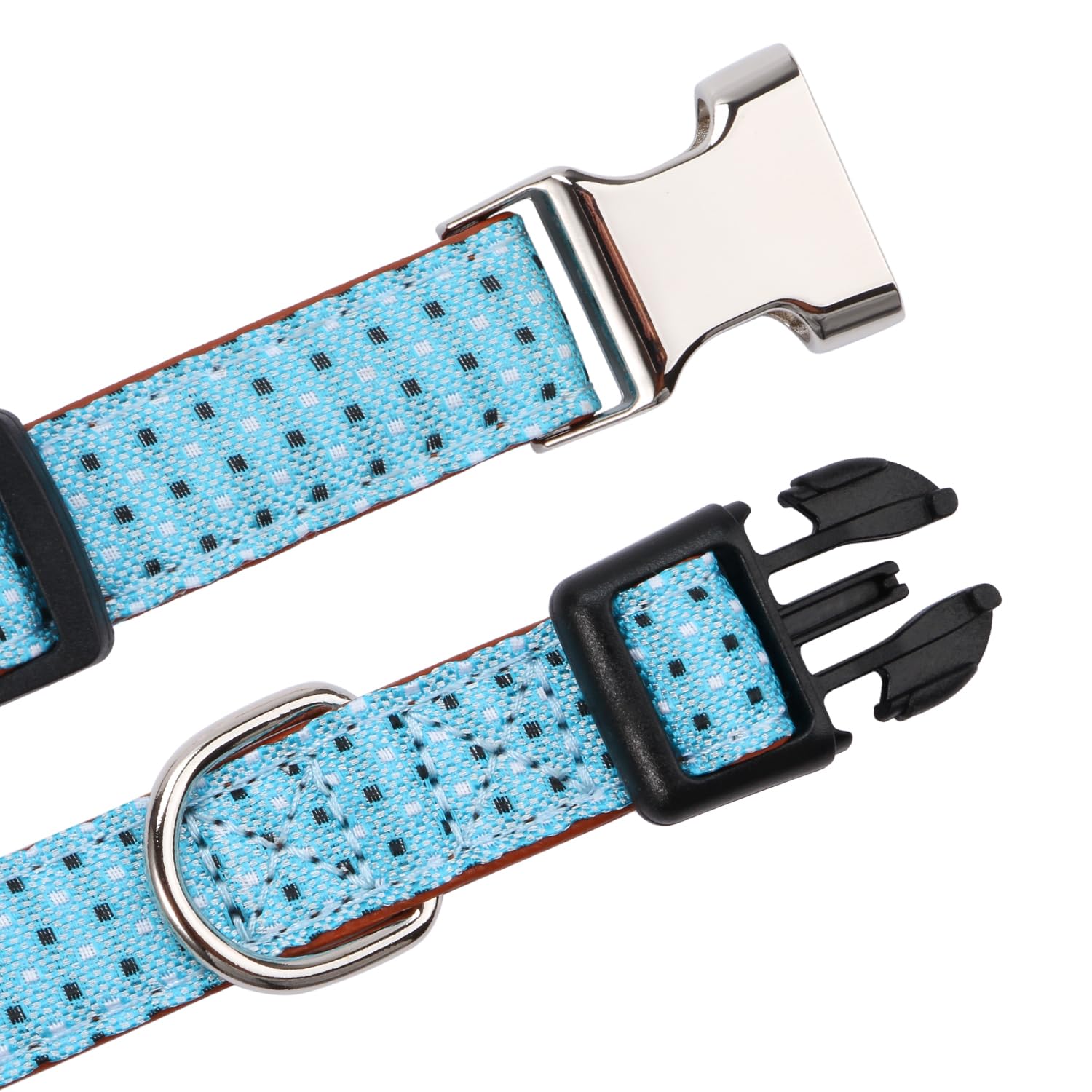 Rhea Rose Bow Tie Dog Collar Checkered Pattern Sky Blue with Bowtie for Boy Girl Dogs Large