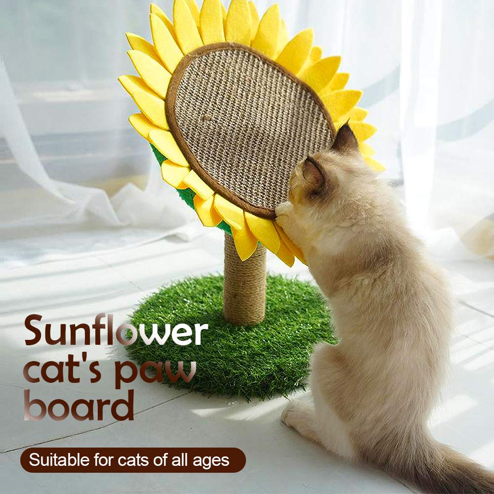 Cat Scratching Post, Sunflower Claw Scratching Post For Kitty, Natural Sisal Scratcher Board, Cute Furniture Interactive Activity Pad Toys For Kitten & Cat, 18X12 Inch