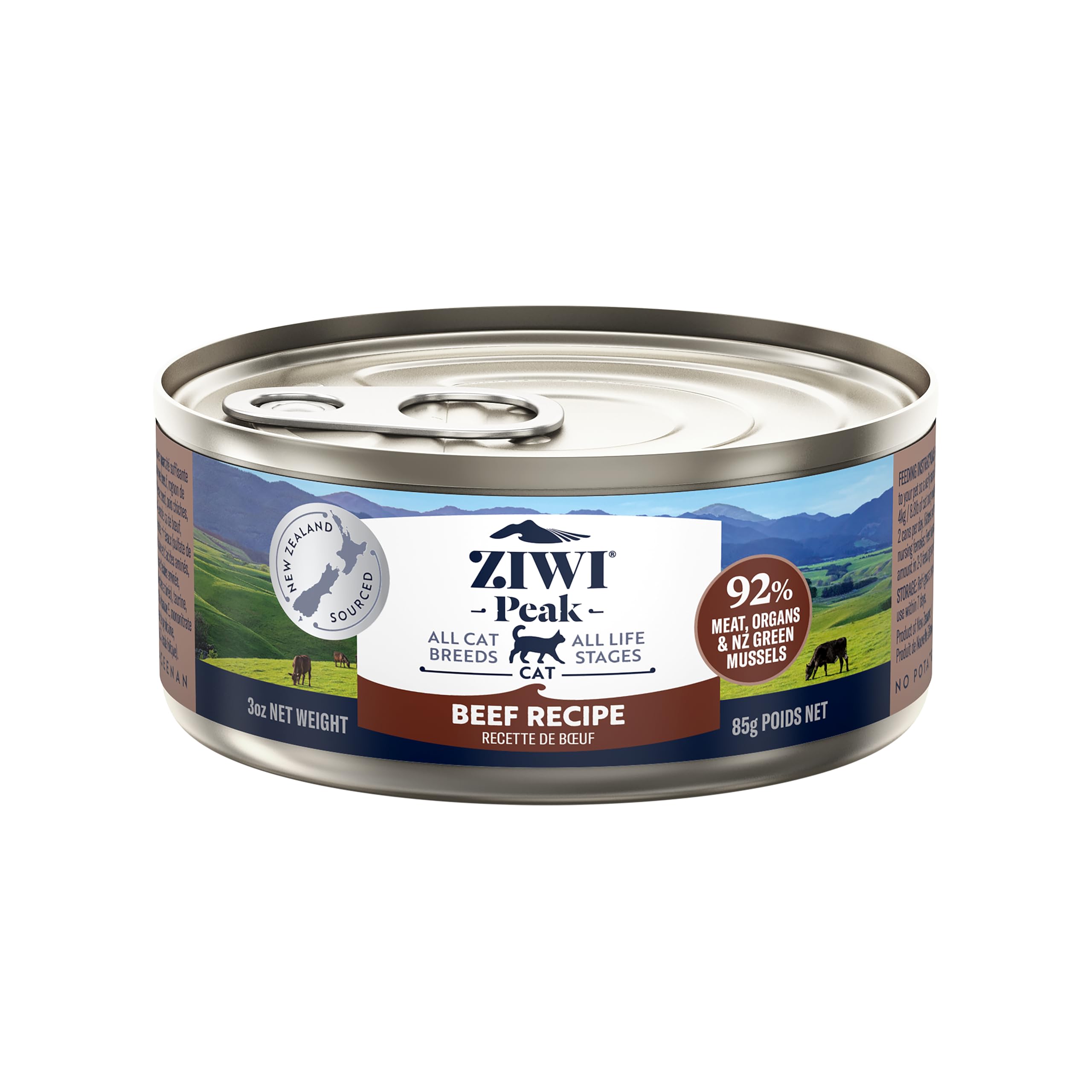 ZIWI Peak Canned Wet Cat Food - All Natural, High Protein, Grain Free, Limited Ingredient, with Superfoods (Beef, Case of 24, 3o