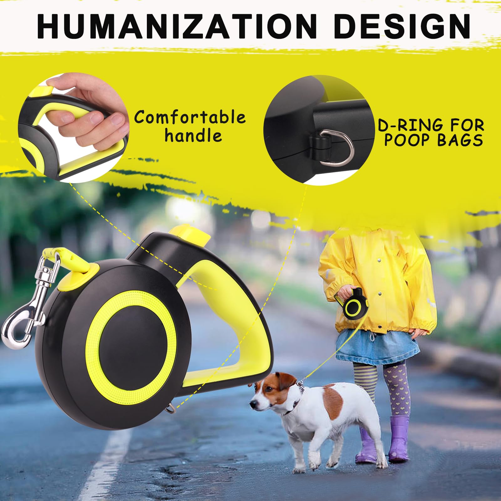 Enrgticdg Retractable Dog Leash,Night Reflection,Light Weight Leash For Small To Dogs/Cats,Stainless Steel Spring,Strong Nylon T