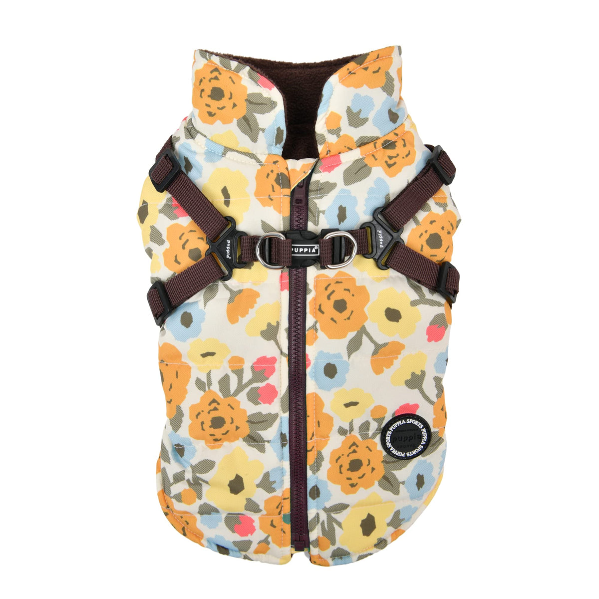 Puppia Alyssa Winter Dog Coat With Integrated Harness No Pull Cold Weather Waterproof Warm Fleece Back Zipper For Small & Medium