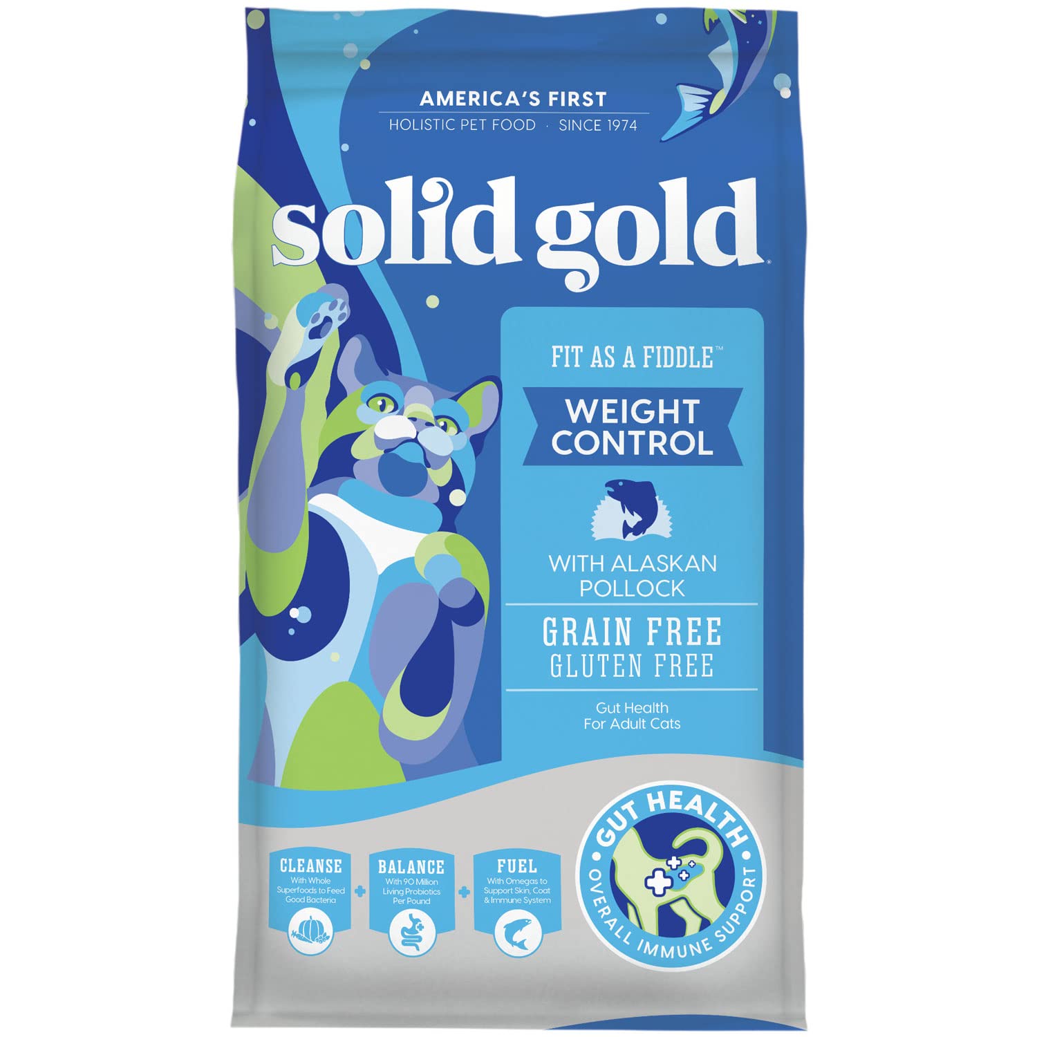 Solid Gold Weight Management Cat Food for Adults - Grain Free & Gluten Free Dry Cat Food Indoor & Outdoor Recipe for Healthy Wei