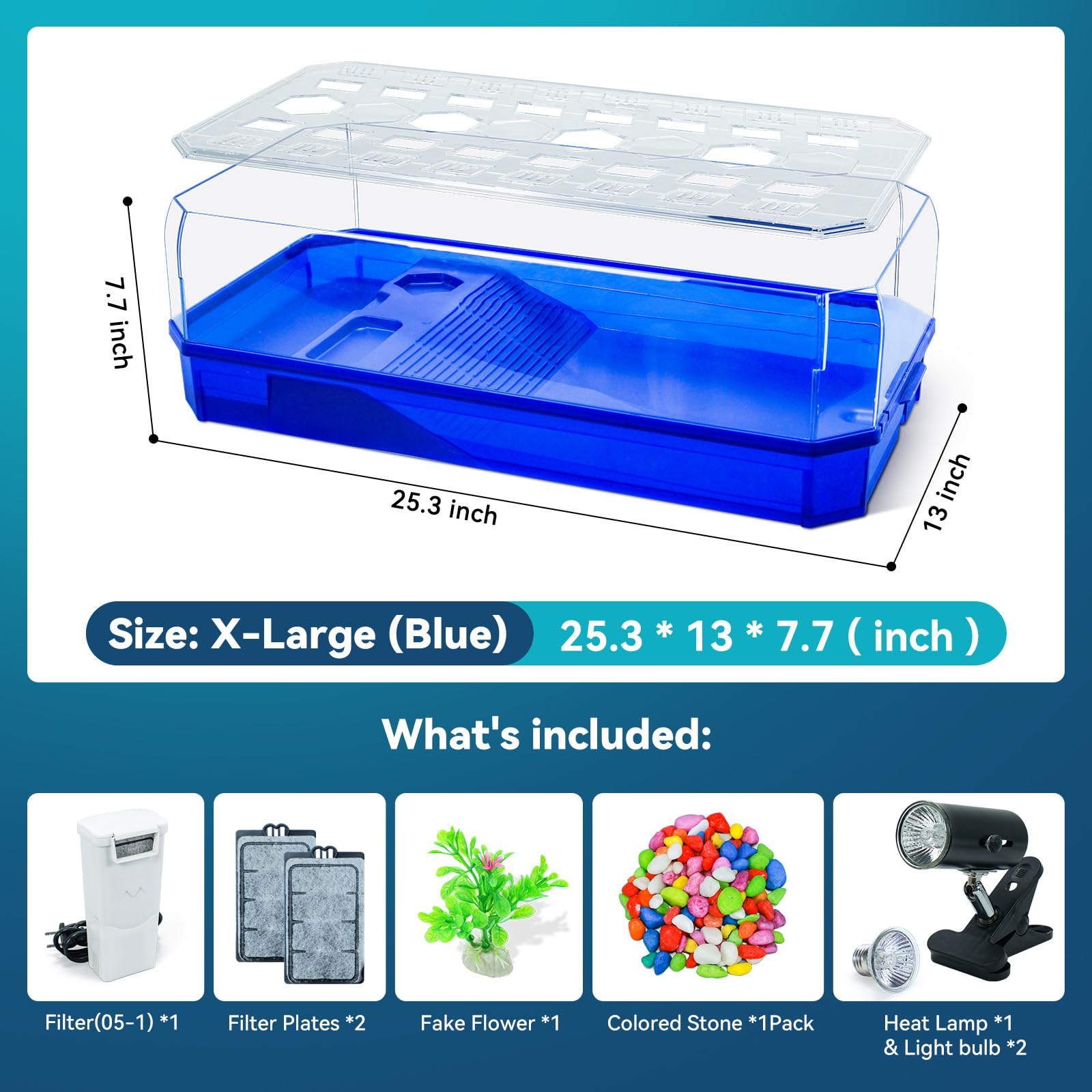 Binano Aquatic Turtle Tank Habitat Kit Stone+Filter+Heat Lamp Enhancing Interaction With 360 Viewing, Standalone Filtration, Diy