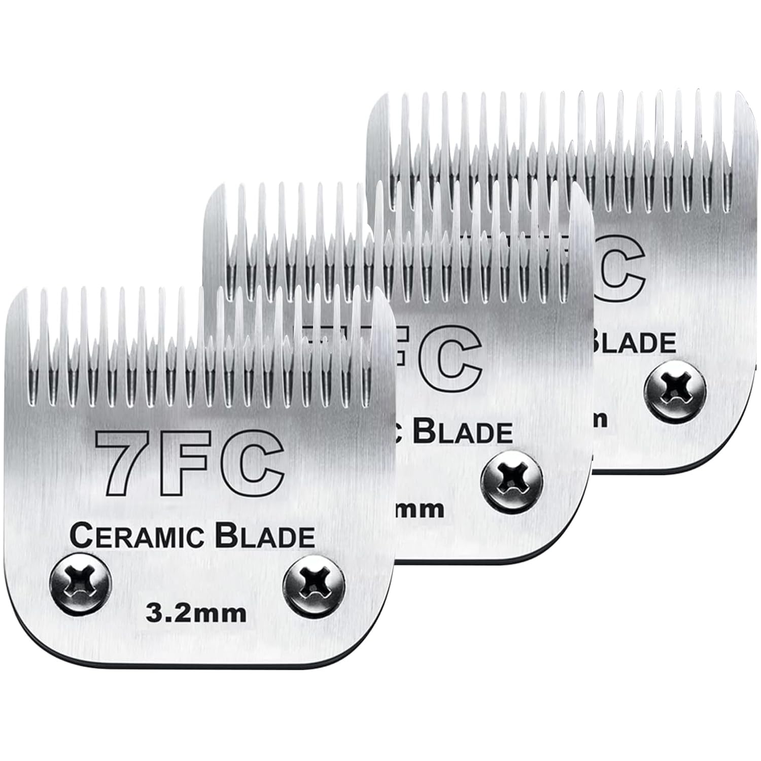 3Pcs 7Fc Blades For Dog Grooming Blades Compatible With Andis,Oster A5,Wahl Km10 Dog Clippers,Size-7Fc, 1/8-Inch (3.2Mm) Cut Len