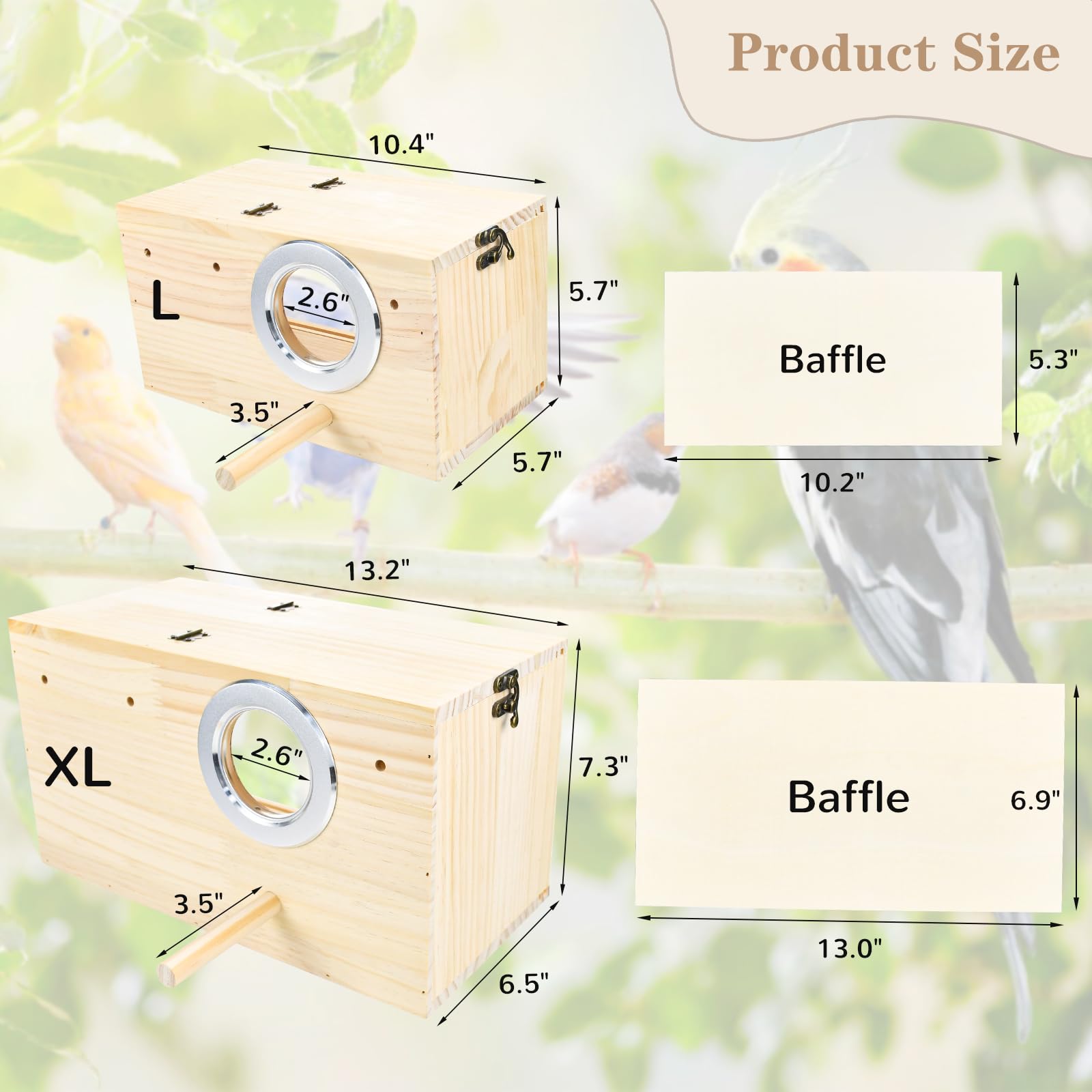 ShuRung Parrot Nesting Box Cockatiel Nesting Box Bird Breeding Box House Handcrafted Wooden Acrylic Transparent Bird Box with De