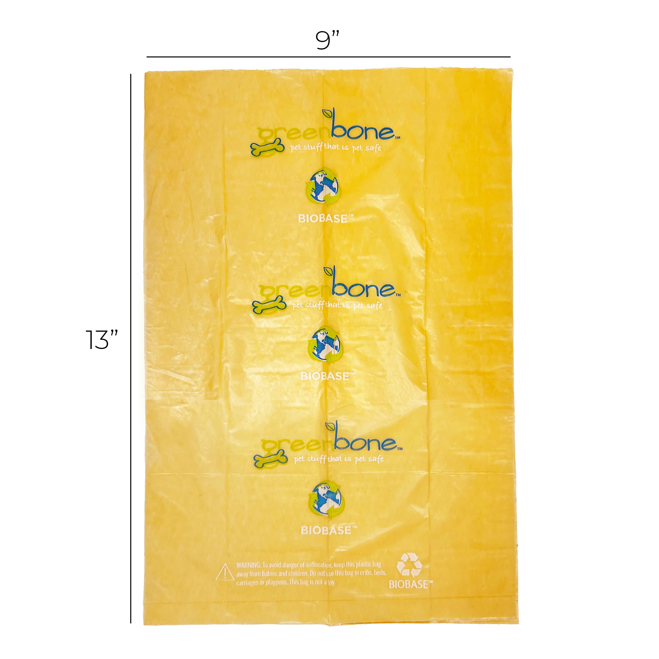 Greenbone Biobase Pet Poop Bags - 3 Rolls, 36 Bags - 13 Inch X 9 Inch