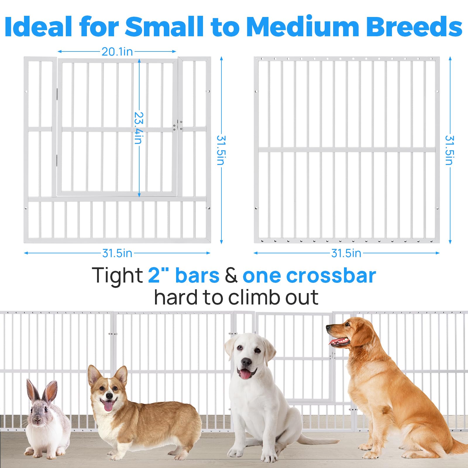 RYPetmia Dog Playpen - 32 Height Dog Pen, Heavy Duty Puppy Pen with Door, Safe & Sturdy, Easy Assemble for Indoor/Outdoor Pet Pl