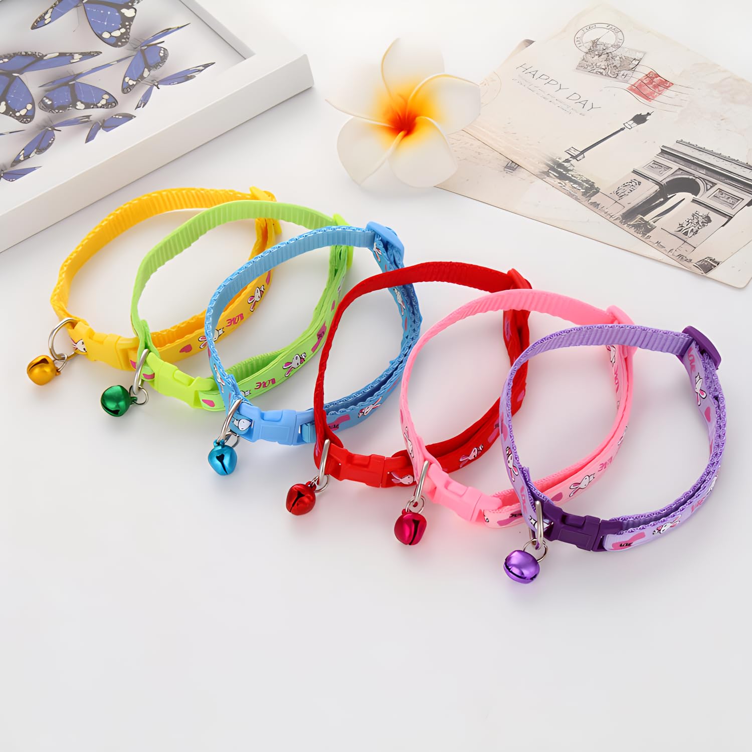 Extra Small Cat Collar With Bells Cute Small Dog Collar For Small Dogs Baby Puppy Kitten Collar Girl Boy Adjustable For Xxs Xxsm