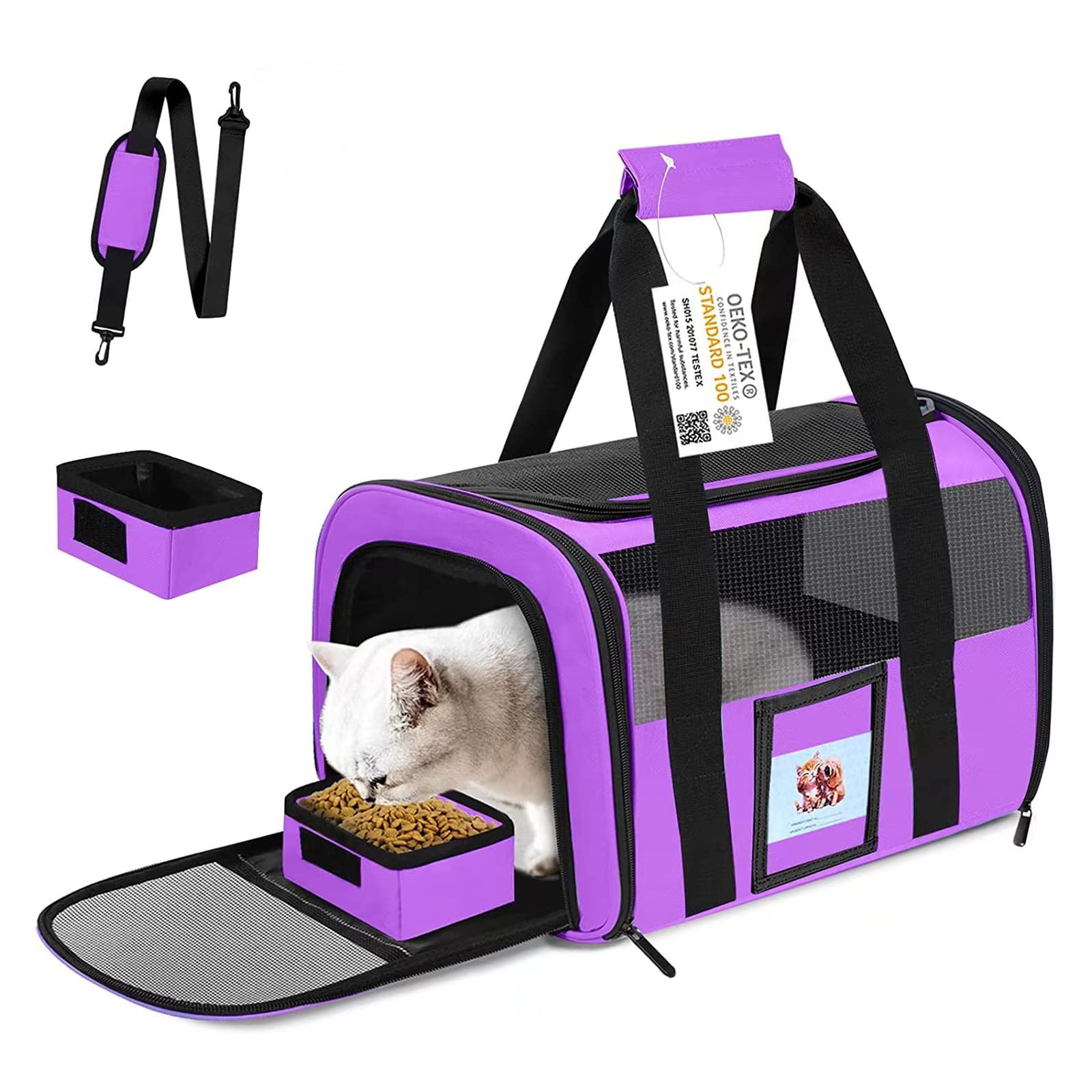 Seclato Large Cat Carrier Soft Sided Pet Carriers For Large Cats Under 25 Lbs, 20'' Dog Carrier Cat Carrier For 2 Cats Travel Ca