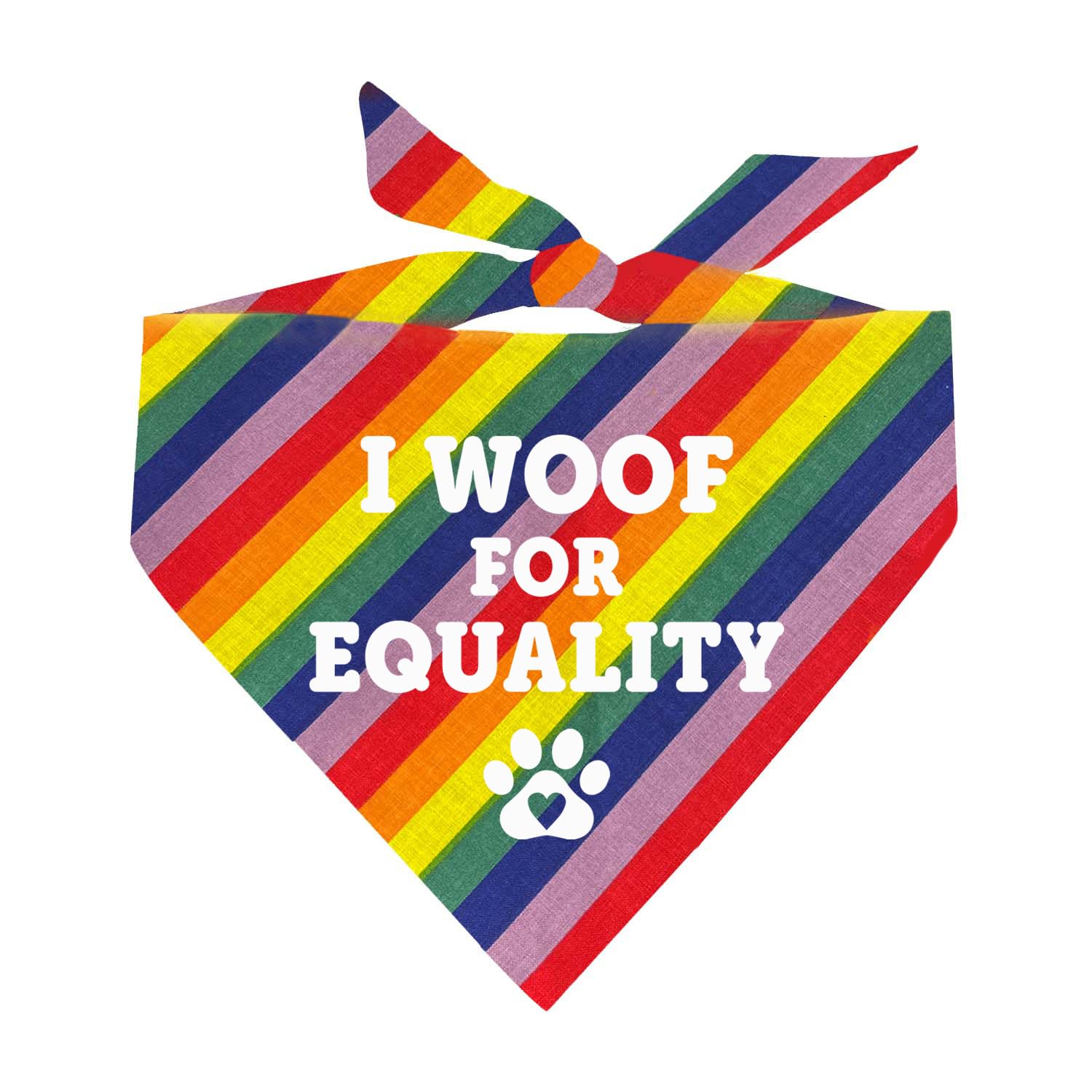 I Woof For Equality Dog Bandana | 100% Cotton Adjustable Triangle | Made In Usa | Pride Day | Lgbtq+ | Rainbow | Parade | One Si