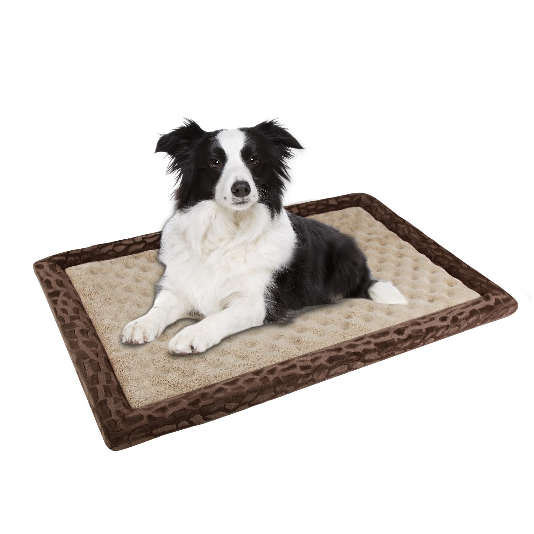 Pagged Large Dog Crate Pad 36 Inch Memory Foam Dog Kennel Bed Soft Flannel Washable Anti Slip Puppy Sleeping Mat,Brown