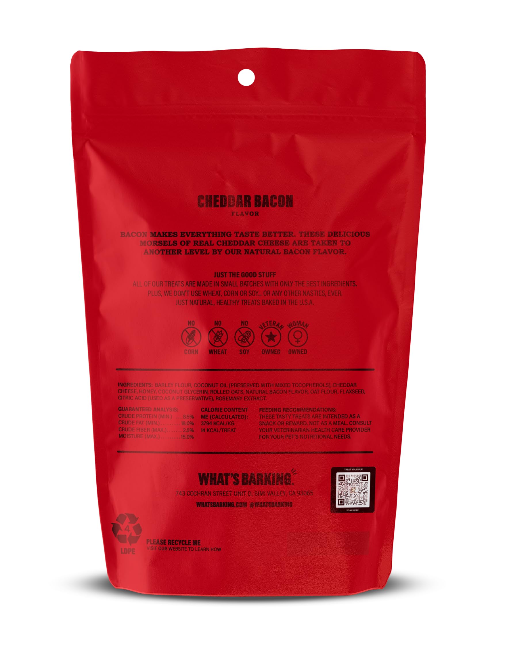 What's Barking Soft Bites - Premium Dog Treats, Natural Ingredients, Cheddar Bacon, 6 oz