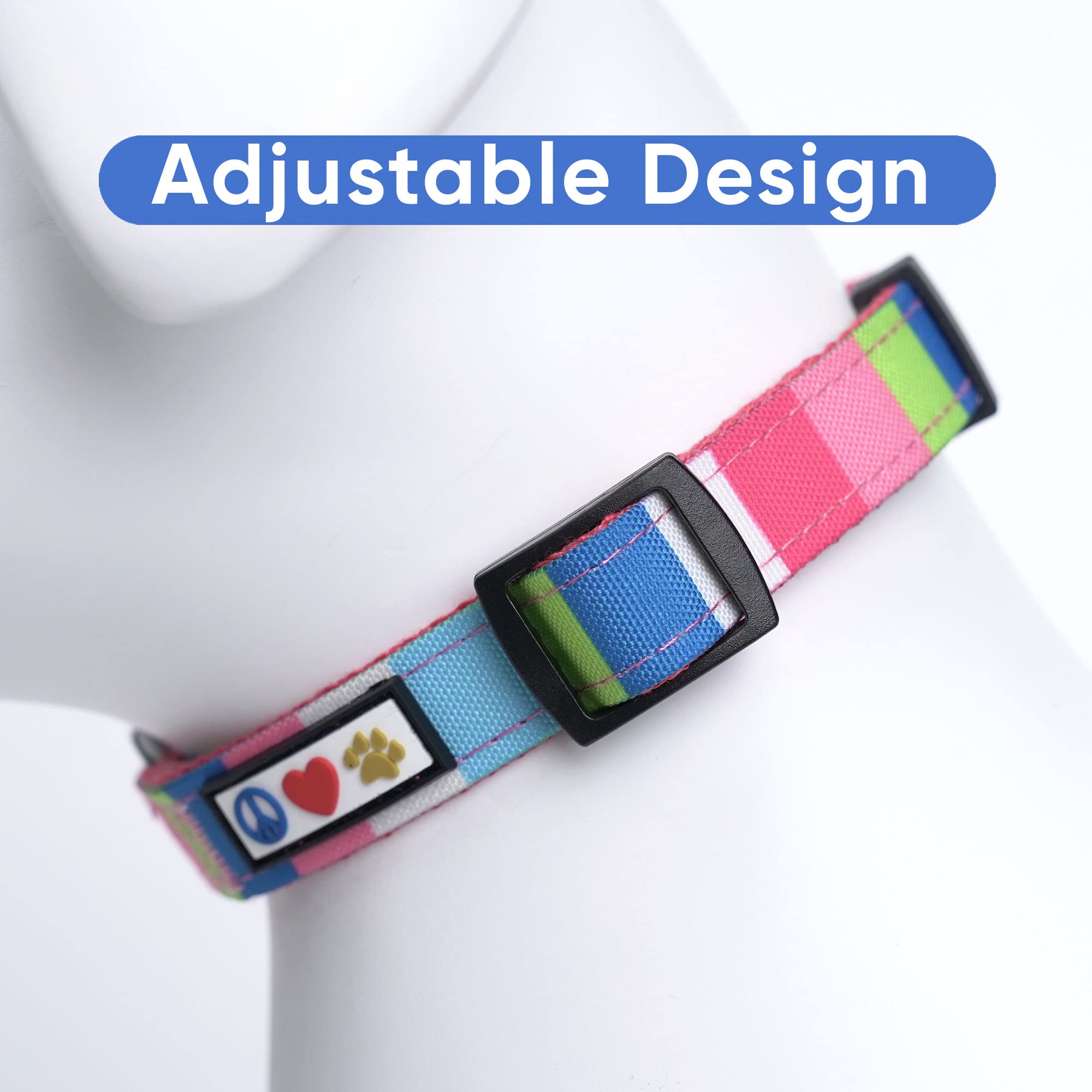 Pawtitas Multicolor Dog Collar Puppy Collar Pet Collar Multicolor Dog Collar Large Dog Collar White/Teal/Green/Pink Dog Collar
