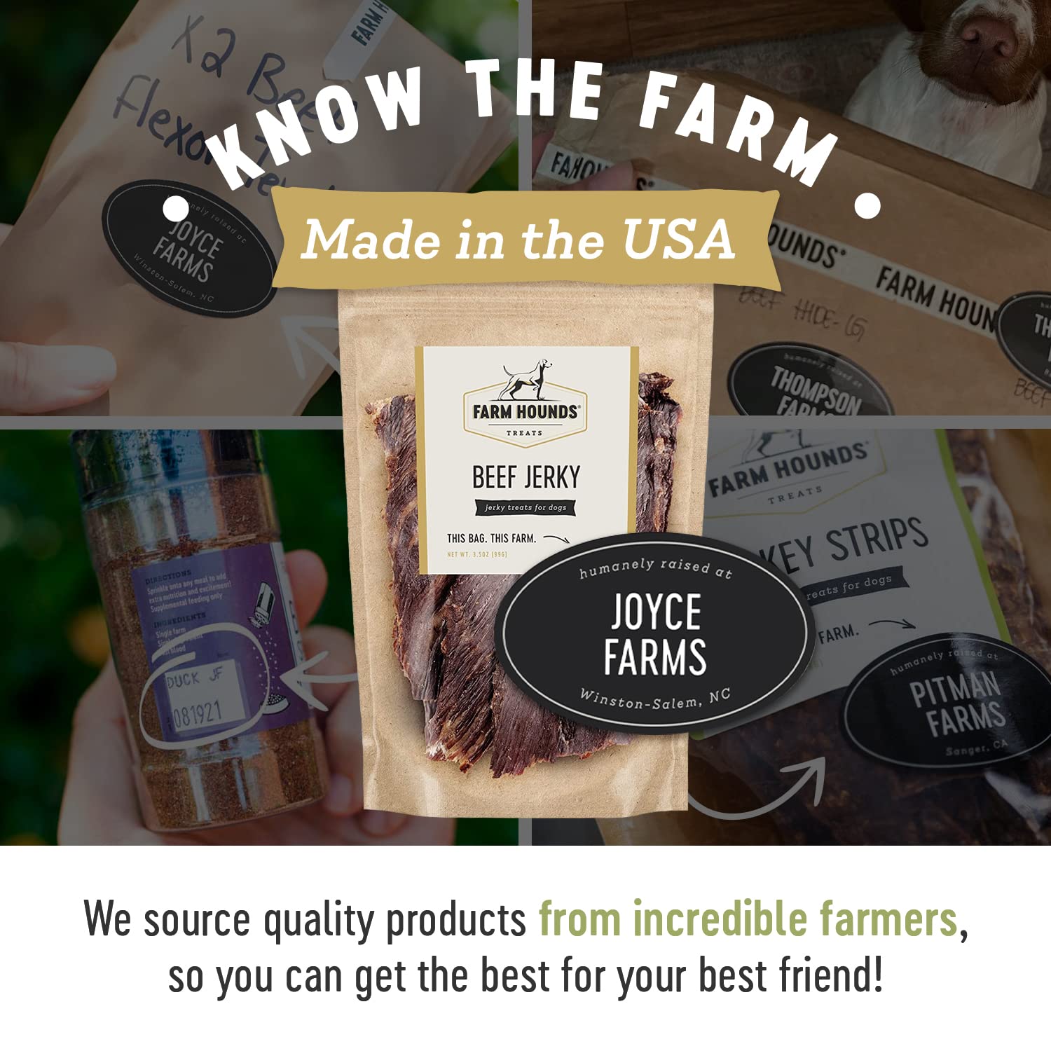 Farm Hounds - Beef Jerky - Premium Natural Jerky for Dogs - Made from 100% Humanely Raised Cattle - Break-to-Size - Great for Tr