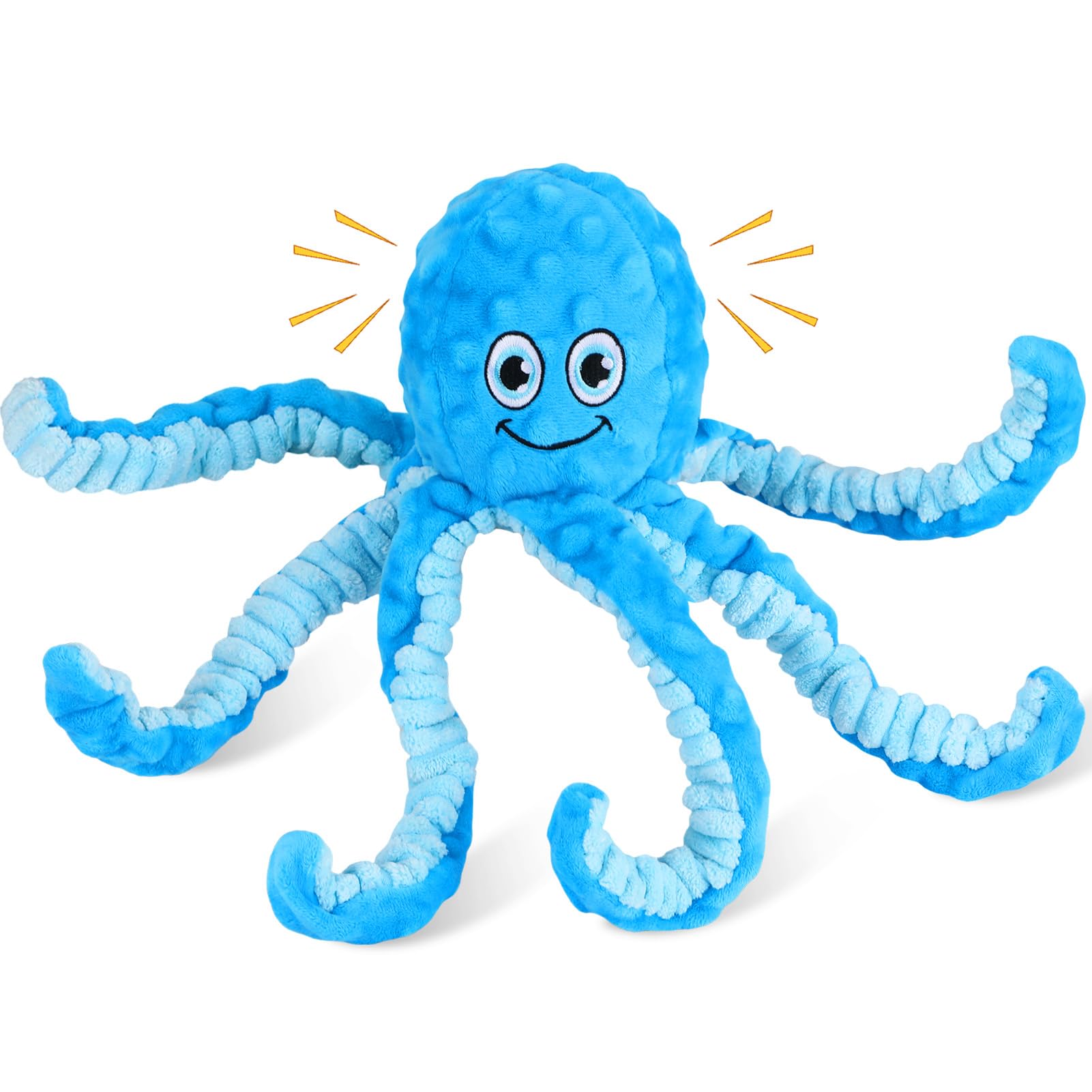 Letsmeet Squeaky Dog Toys Octopus Stuffed Crinkle Toy, Puppy Chew Toys For Teething, Durable Tug Of War Interactive Plush Dog To